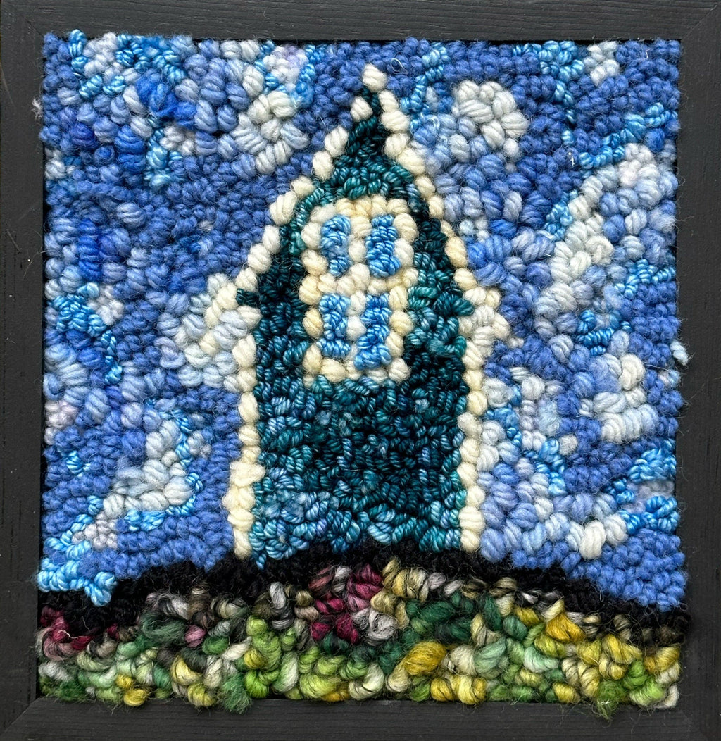 update alt-text with template Blue Sky through my Window 7" x 7" Framed.-Deanne Fitzpatrick Rug Hooking Studio-Rug Hooking Kit -Rug Hooking Pattern -Rug Hooking -Deanne Fitzpatrick Rug Hooking Studio -Is rug hooking the same as punch needle?