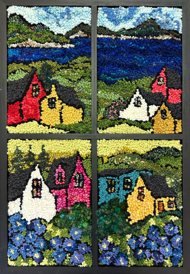 update alt-text with template The View out Lorna's Window course, pattern and frame-Online Learning-Deanne Fitzpatrick Rug Hooking Studio-Rug Hooking Kit -Rug Hooking Pattern -Rug Hooking -Deanne Fitzpatrick Rug Hooking Studio -Is rug hooking the same as punch needle?