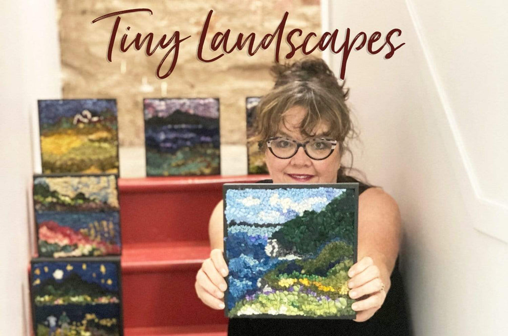 update alt-text with template Tiny Landscapes: A Course in Making Small Landscapes Rugs-Online Learning-Deanne Fitzpatrick Rug Hooking Studio-Rug Hooking Kit -Rug Hooking Pattern -Rug Hooking -Deanne Fitzpatrick Rug Hooking Studio -Is rug hooking the same as punch needle?