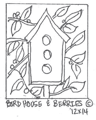 update alt-text with template Bird house & Berries 12" x 14" - Rug Hooking Pattern or Kit-Patterns-vendor-unknown-Rug Hooking Kit -Rug Hooking Pattern -Rug Hooking -Deanne Fitzpatrick Rug Hooking Studio -Is rug hooking the same as punch needle?