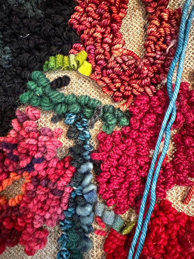 How to pull two strands of yarn in rug hooking, Episode 124: Thursday Live