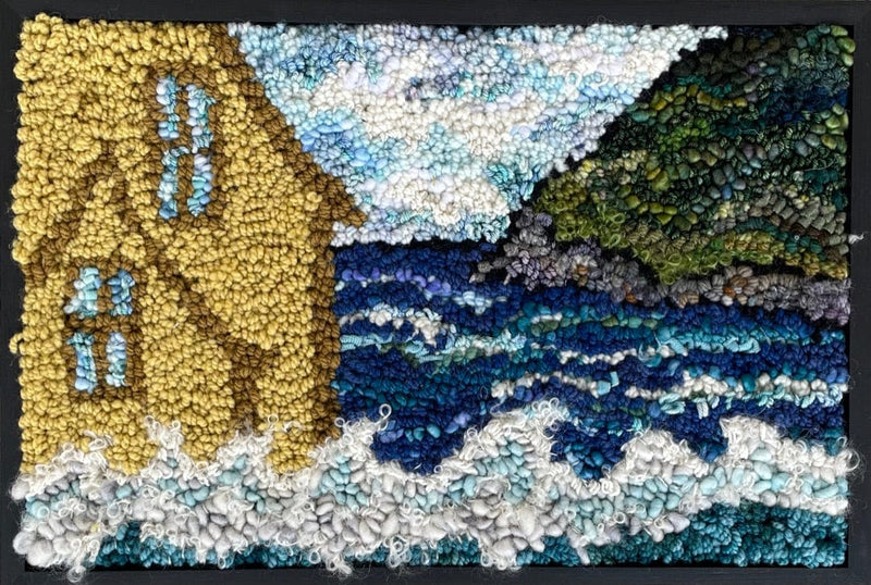 update alt-text with template Days of the Big Waves 17" x 11.5" Framed-Deanne Fitzpatrick Rug Hooking Studio-Rug Hooking Kit -Rug Hooking Pattern -Rug Hooking -Deanne Fitzpatrick Rug Hooking Studio -Is rug hooking the same as punch needle?