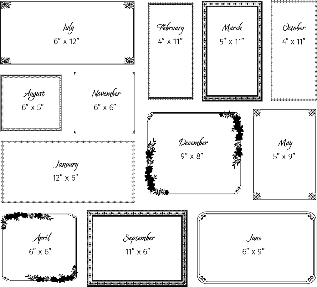 update alt-text with template 12 Frames for Mystery Art Project 2025-Frames-Deanne Fitzpatrick Rug Hooking Studio-Rug Hooking Kit -Rug Hooking Pattern -Rug Hooking -Deanne Fitzpatrick Rug Hooking Studio -Is rug hooking the same as punch needle?