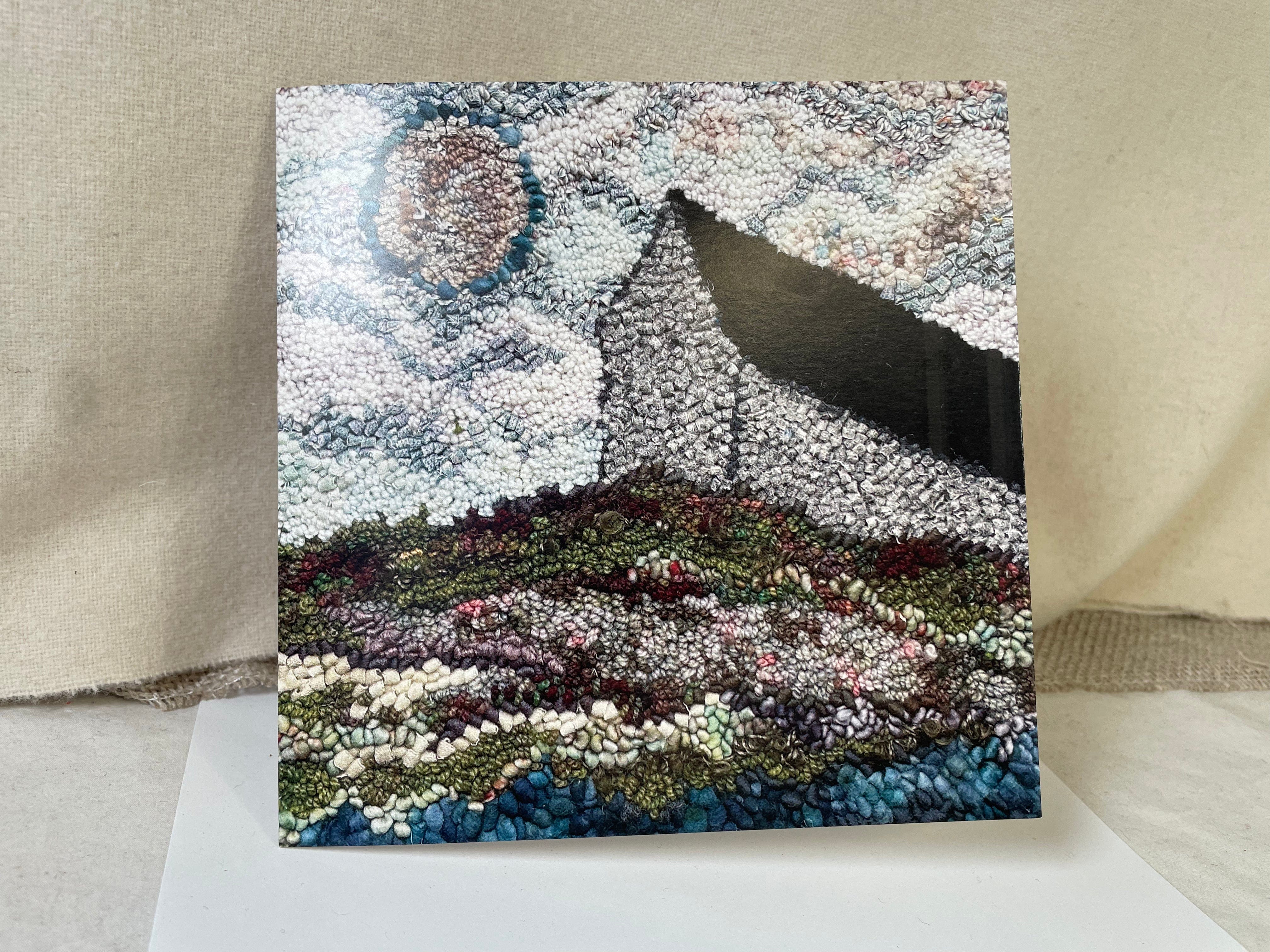 update alt-text with template Greeting Cards - Moon Over the Hillside-Gift Ideas-vendor-unknown-Rug Hooking Kit -Rug Hooking Pattern -Rug Hooking -Deanne Fitzpatrick Rug Hooking Studio -Is rug hooking the same as punch needle?