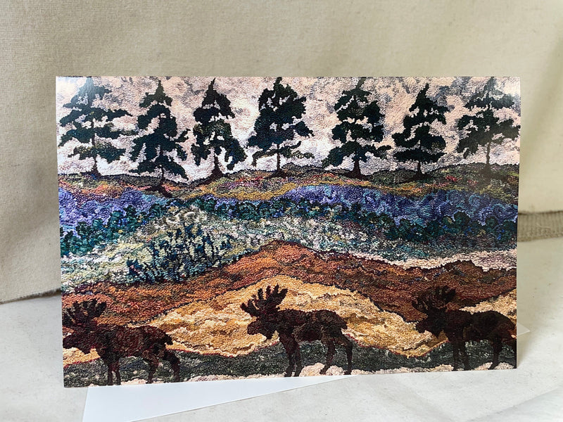 update alt-text with template Greeting Cards - Three Moose and the Seven Sisters-Gift Ideas-vendor-unknown-Rug Hooking Kit -Rug Hooking Pattern -Rug Hooking -Deanne Fitzpatrick Rug Hooking Studio -Is rug hooking the same as punch needle?