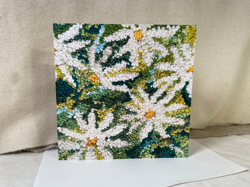update alt-text with template Greeting Cards - Wild Daisies #1-Gift Ideas-vendor-unknown-Rug Hooking Kit -Rug Hooking Pattern -Rug Hooking -Deanne Fitzpatrick Rug Hooking Studio -Is rug hooking the same as punch needle?