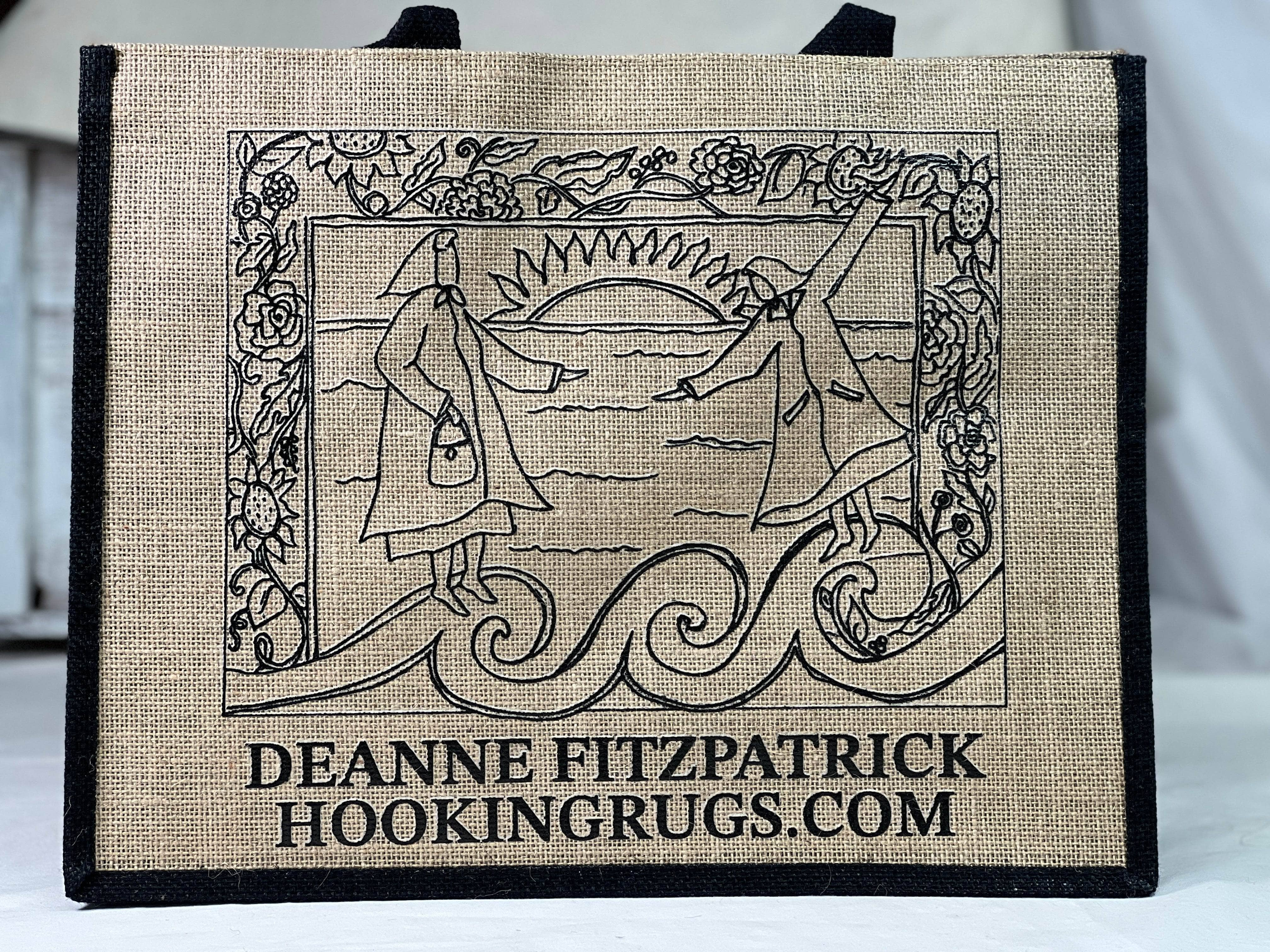 update alt-text with template Helping Hand Deanne Fitzpatrick Studio Jute Bag-Gift Ideas,Supplies-Deanne Fitzpatrick Rug Hooking Studio-Rug Hooking Kit -Rug Hooking Pattern -Rug Hooking -Deanne Fitzpatrick Rug Hooking Studio -Is rug hooking the same as punch needle?