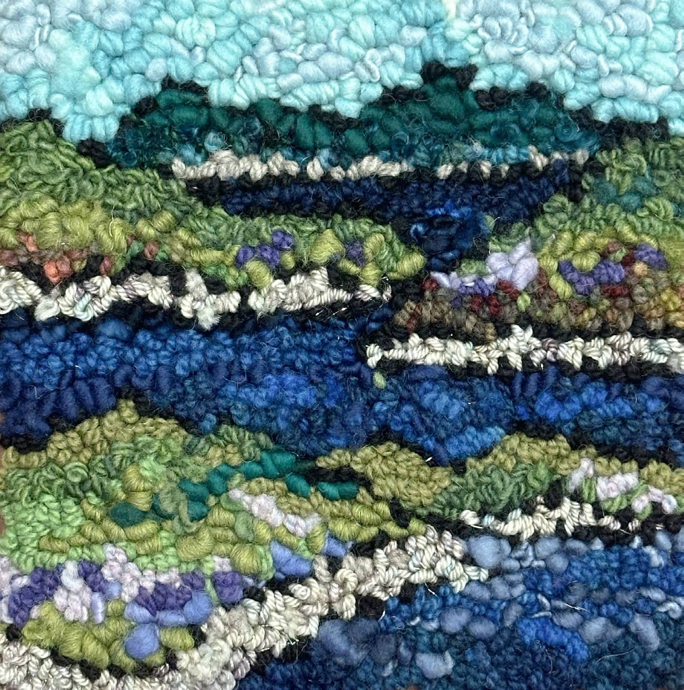 update alt-text with template Bay Of Hills 8" X 8" - Kit W/ Linen Pattern-Kits-Deanne Fitzpatrick Rug Hooking Studio-Rug Hooking Kit -Rug Hooking Pattern -Rug Hooking -Deanne Fitzpatrick Rug Hooking Studio -Is rug hooking the same as punch needle?
