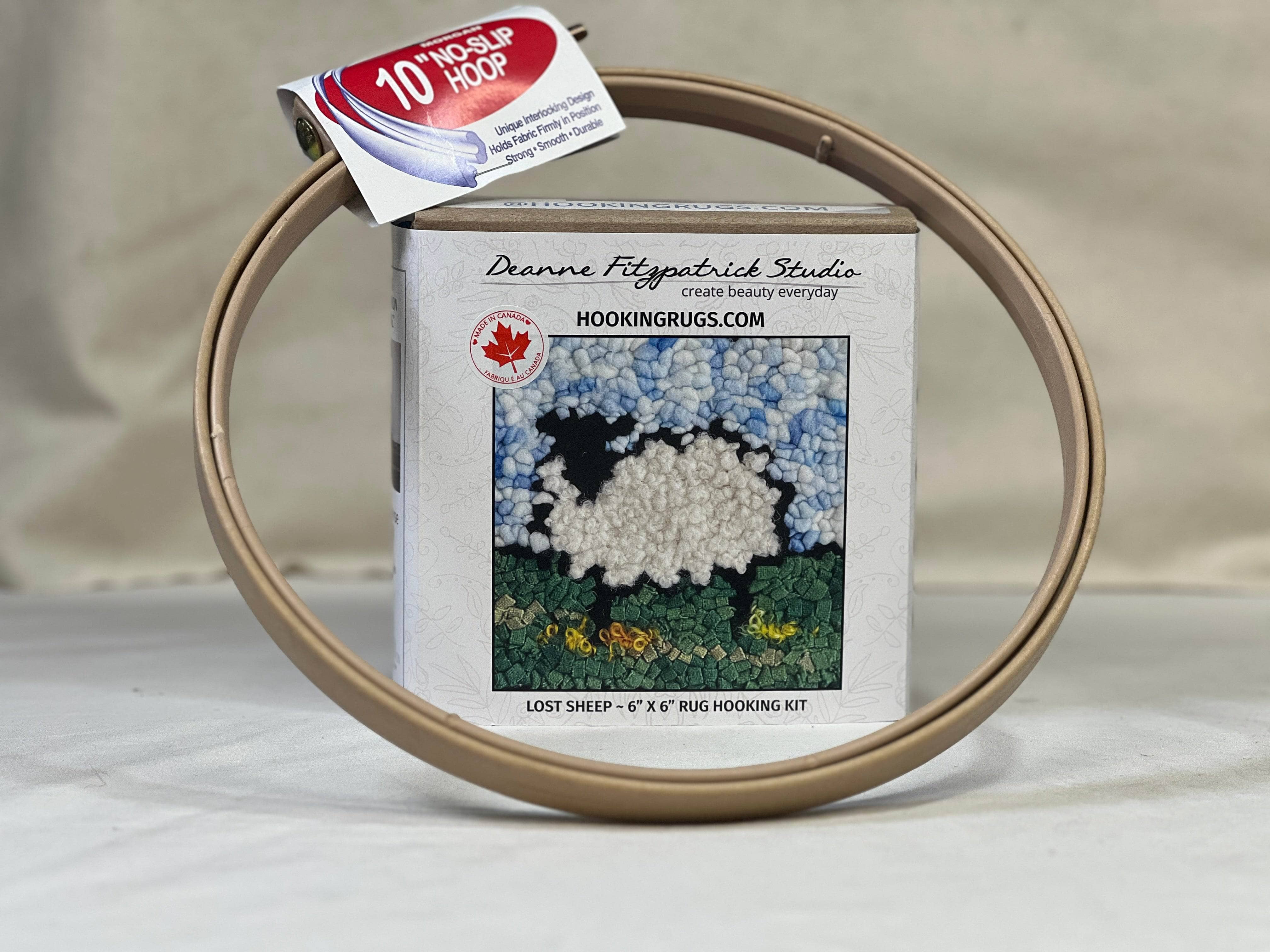 update alt-text with template Beginner Bundle Lost Sheep - Rug Hooking Beginner Kit 6" x 6" on linen-Kits-vendor-unknown-Rug Hooking Kit -Rug Hooking Pattern -Rug Hooking -Deanne Fitzpatrick Rug Hooking Studio -Is rug hooking the same as punch needle?