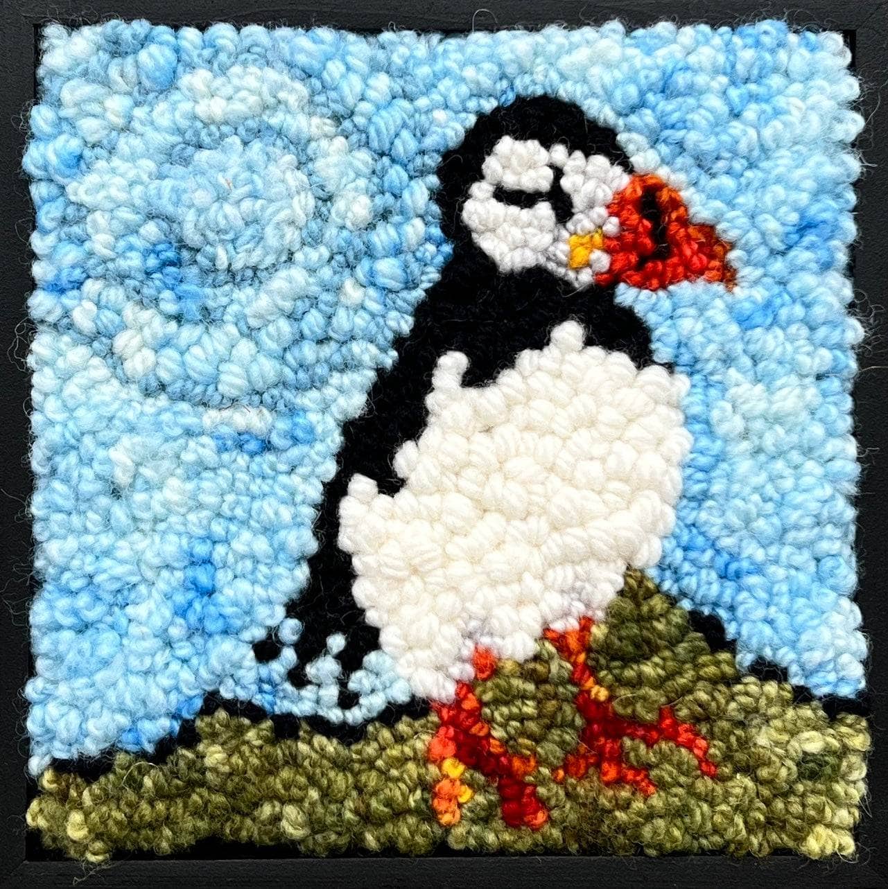 update alt-text with template Beginner Bundle: Puffin - Rug Hooking Beginner Kit 6" X 6"-Kits-vendor-unknown-Rug Hooking Kit -Rug Hooking Pattern -Rug Hooking -Deanne Fitzpatrick Rug Hooking Studio -Is rug hooking the same as punch needle?
