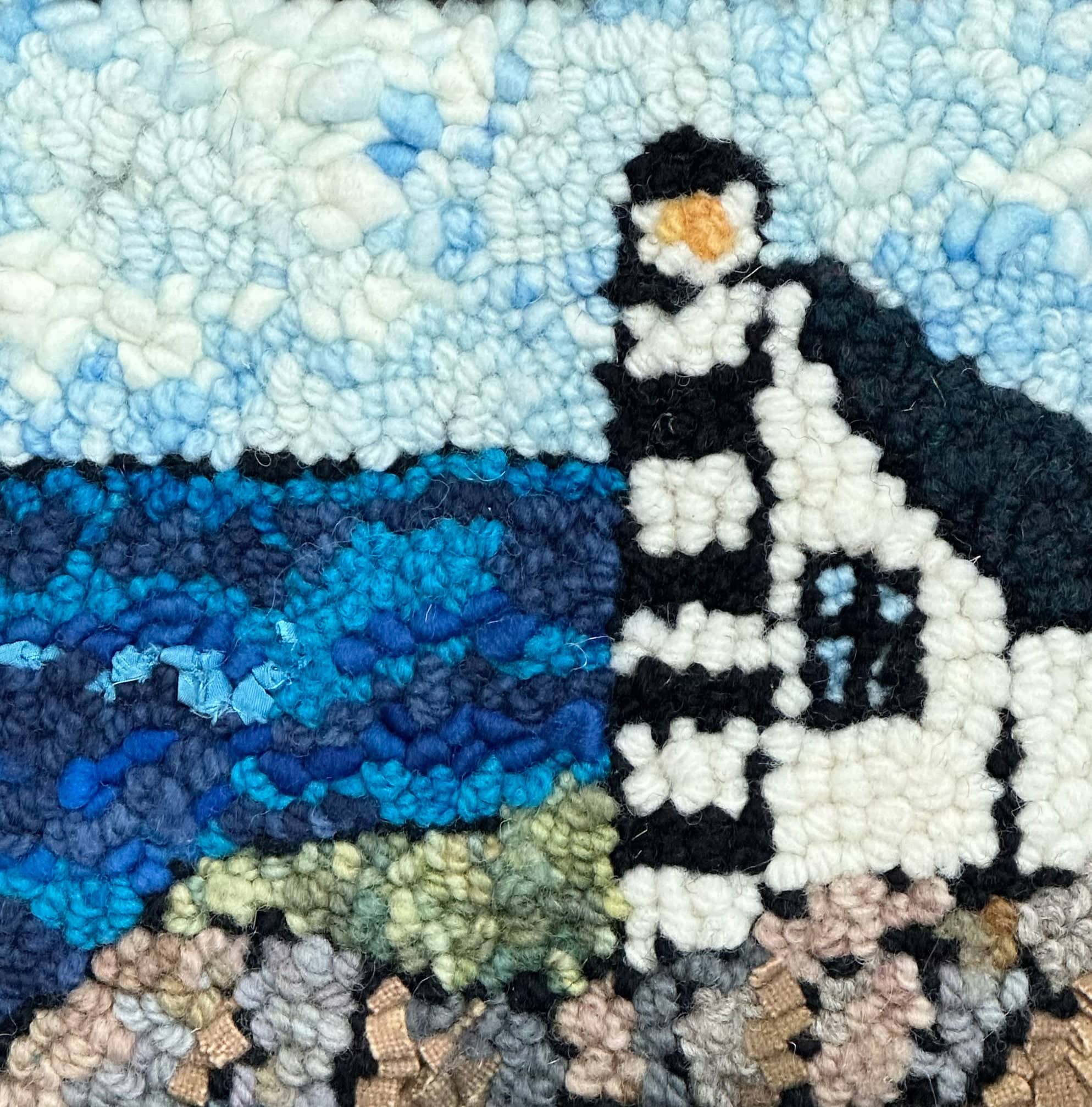 update alt-text with template Black And White Lighthouse 6.5" X 6.5" - Kit W/ Linen Pattern-Kits-Deanne Fitzpatrick Rug Hooking Studio-Rug Hooking Kit -Rug Hooking Pattern -Rug Hooking -Deanne Fitzpatrick Rug Hooking Studio -Is rug hooking the same as punch needle?