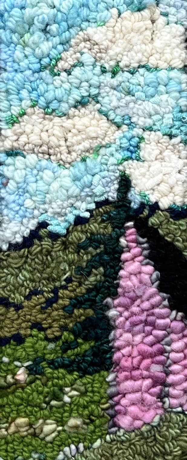 update alt-text with template Cloudy Summer Day 4" X 11" - Kit W/ Linen Pattern-Kits-Deanne Fitzpatrick Rug Hooking Studio-Rug Hooking Kit -Rug Hooking Pattern -Rug Hooking -Deanne Fitzpatrick Rug Hooking Studio -Is rug hooking the same as punch needle?