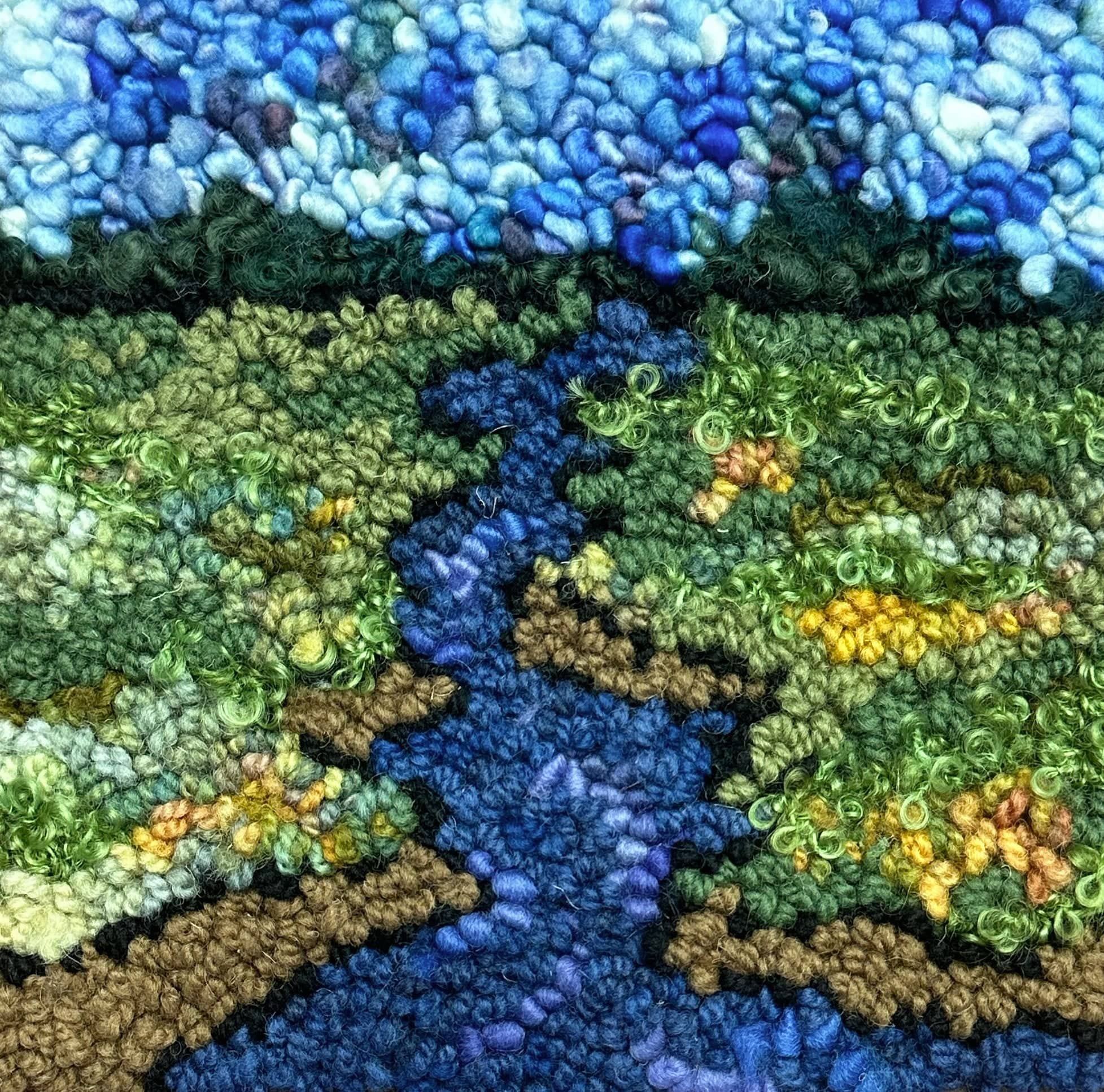 update alt-text with template Fundy River 8" X 8" - Kit W/ Linen Pattern-Kits-Deanne Fitzpatrick Rug Hooking Studio-Rug Hooking Kit -Rug Hooking Pattern -Rug Hooking -Deanne Fitzpatrick Rug Hooking Studio -Is rug hooking the same as punch needle?