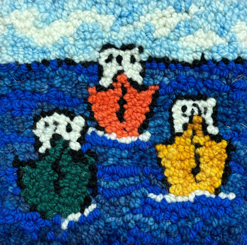 update alt-text with template New for 2024 - Shore Bound - Rug Hooking Kit 6" x 6"-Kits-Deanne Fitzpatrick Rug Hooking Studio-Rug Hooking Kit -Rug Hooking Pattern -Rug Hooking -Deanne Fitzpatrick Rug Hooking Studio -Is rug hooking the same as punch needle?