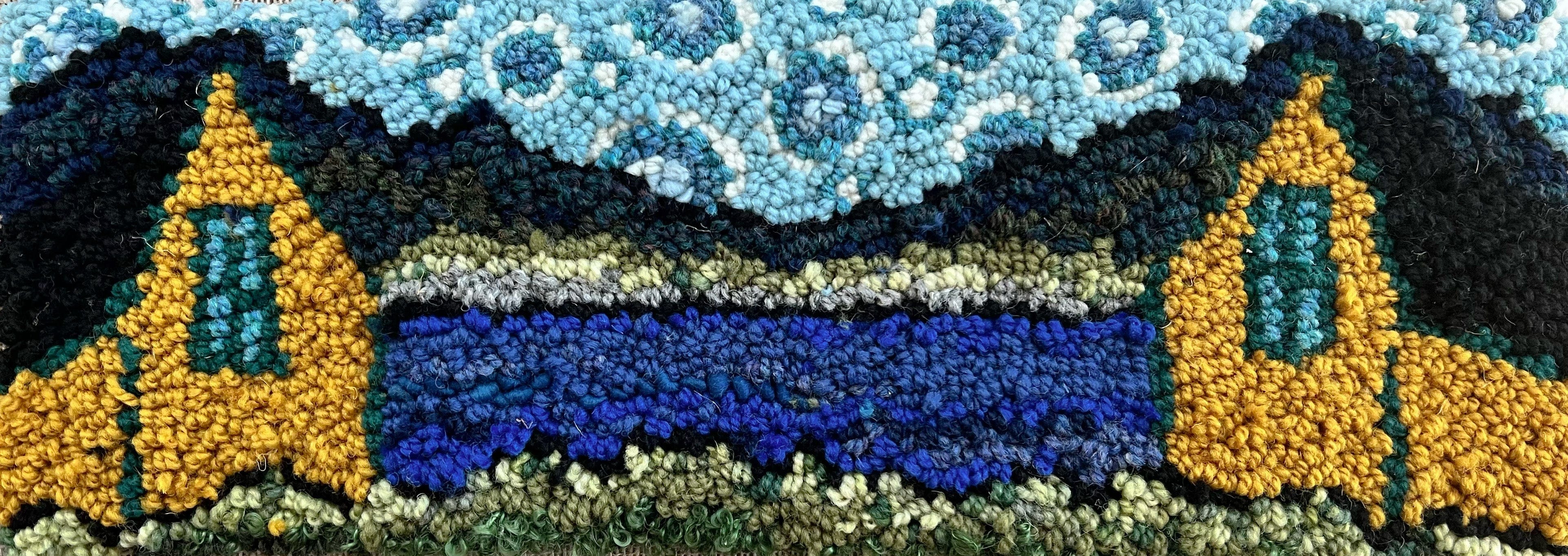update alt-text with template Wholesale: Sisters On The Sea 6" X 17" Kit-Kits-Deanne Fitzpatrick Rug Hooking Studio-Rug Hooking Kit -Rug Hooking Pattern -Rug Hooking -Deanne Fitzpatrick Rug Hooking Studio -Is rug hooking the same as punch needle?