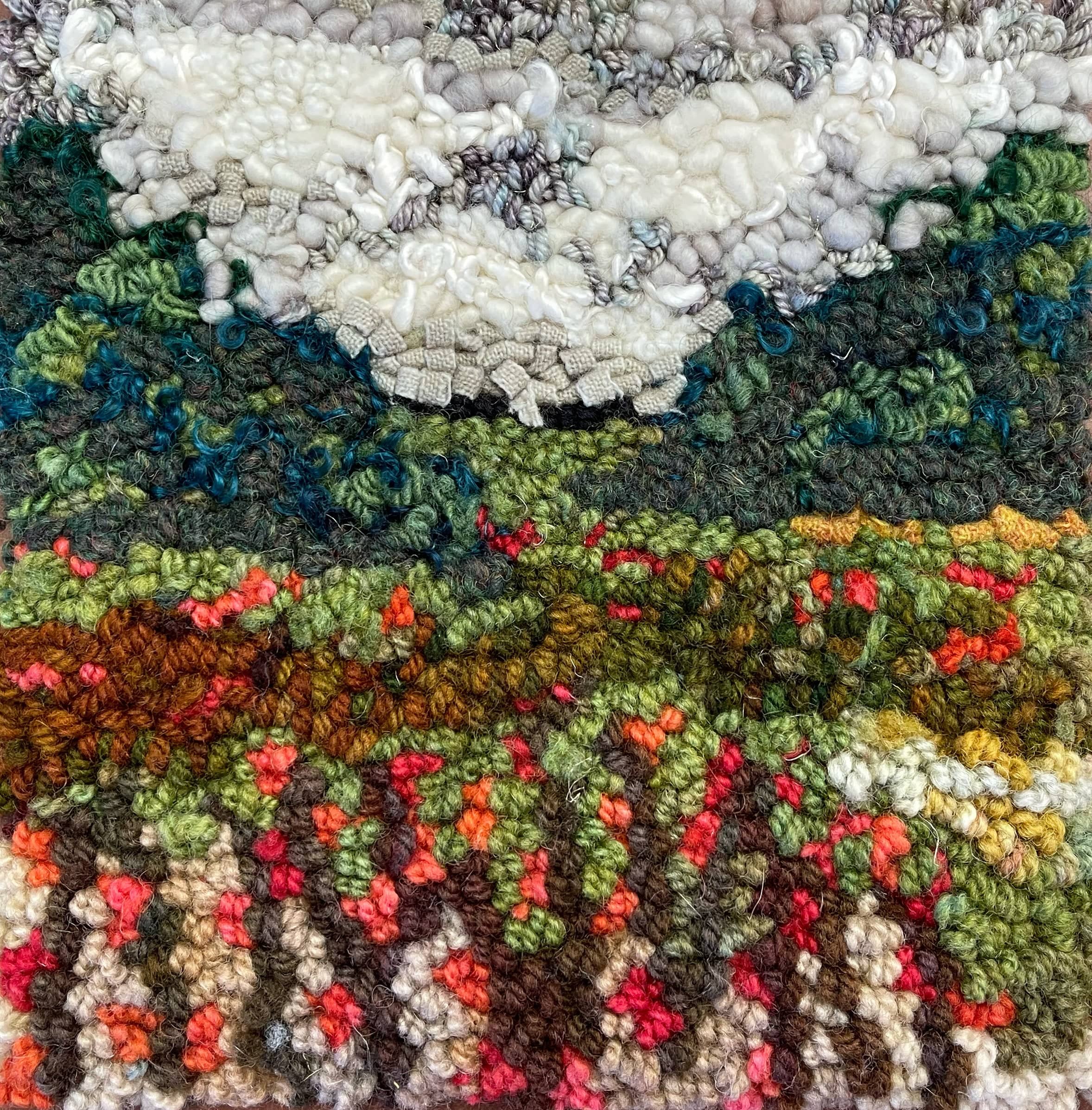 update alt-text with template Red Brambles 8" X 8" - Kit W/ Linen Pattern-Kits-Deanne Fitzpatrick Rug Hooking Studio-Rug Hooking Kit -Rug Hooking Pattern -Rug Hooking -Deanne Fitzpatrick Rug Hooking Studio -Is rug hooking the same as punch needle?