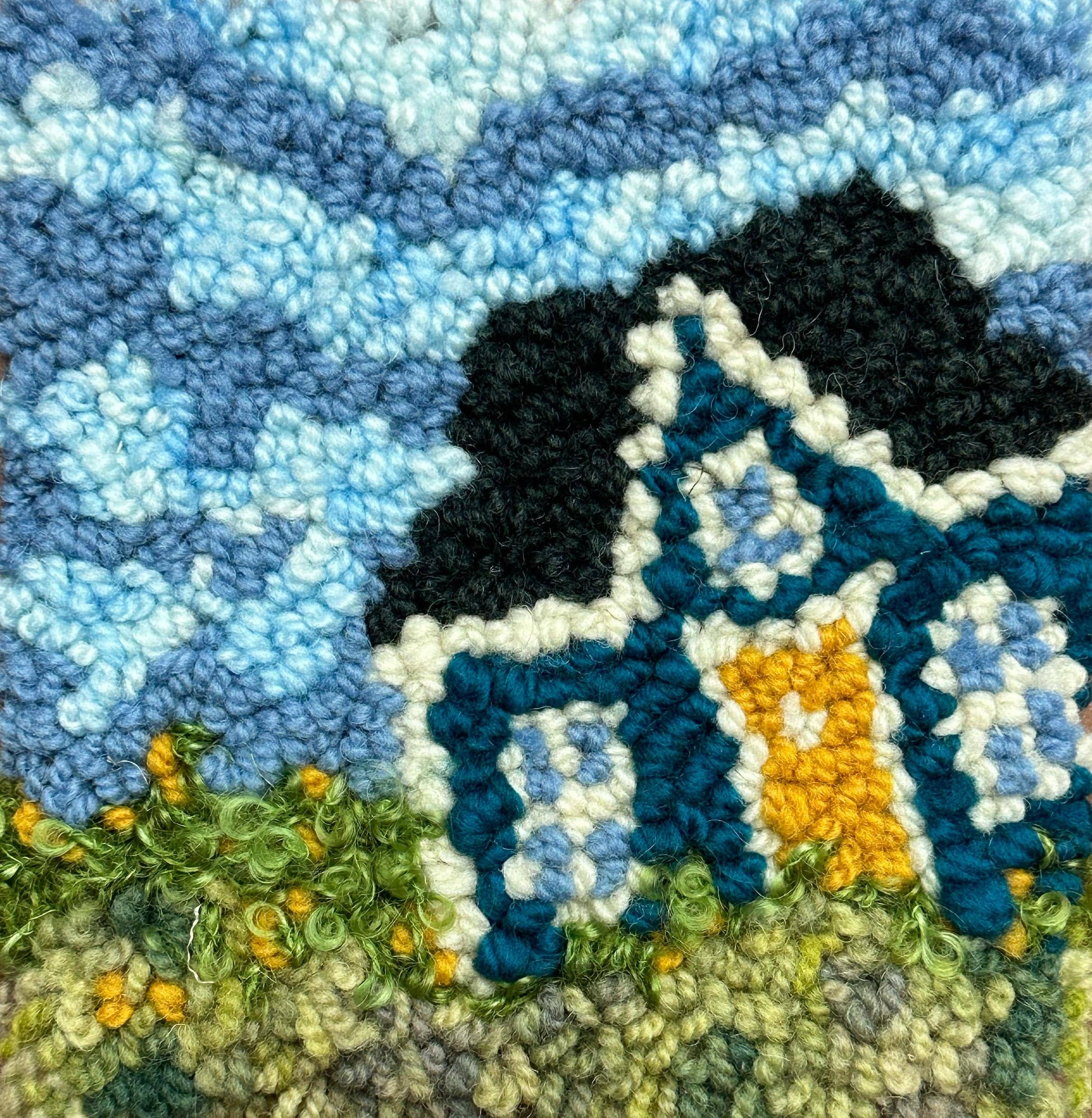 update alt-text with template Weathered Farmhouse (USA) - Rug Hooking Kit 6" X 6"-Kits-Deanne Fitzpatrick Rug Hooking Studio-Rug Hooking Kit -Rug Hooking Pattern -Rug Hooking -Deanne Fitzpatrick Rug Hooking Studio -Is rug hooking the same as punch needle?