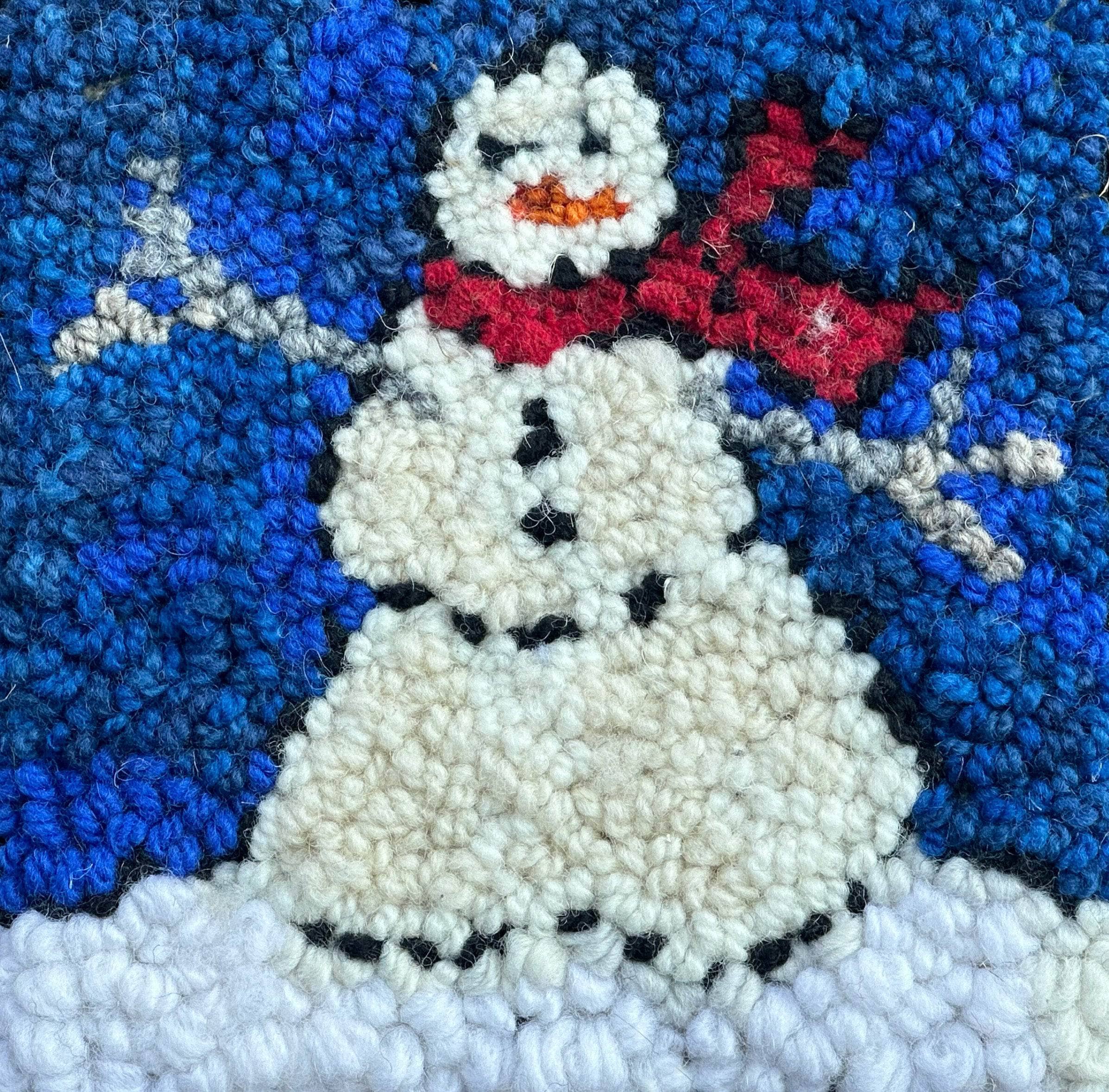 update alt-text with template WHOLESALE: Midnight Snowman - Rug Hooking Kit 6" X 6"-Kits-Deanne Fitzpatrick Rug Hooking Studio-Rug Hooking Kit -Rug Hooking Pattern -Rug Hooking -Deanne Fitzpatrick Rug Hooking Studio -Is rug hooking the same as punch needle?
