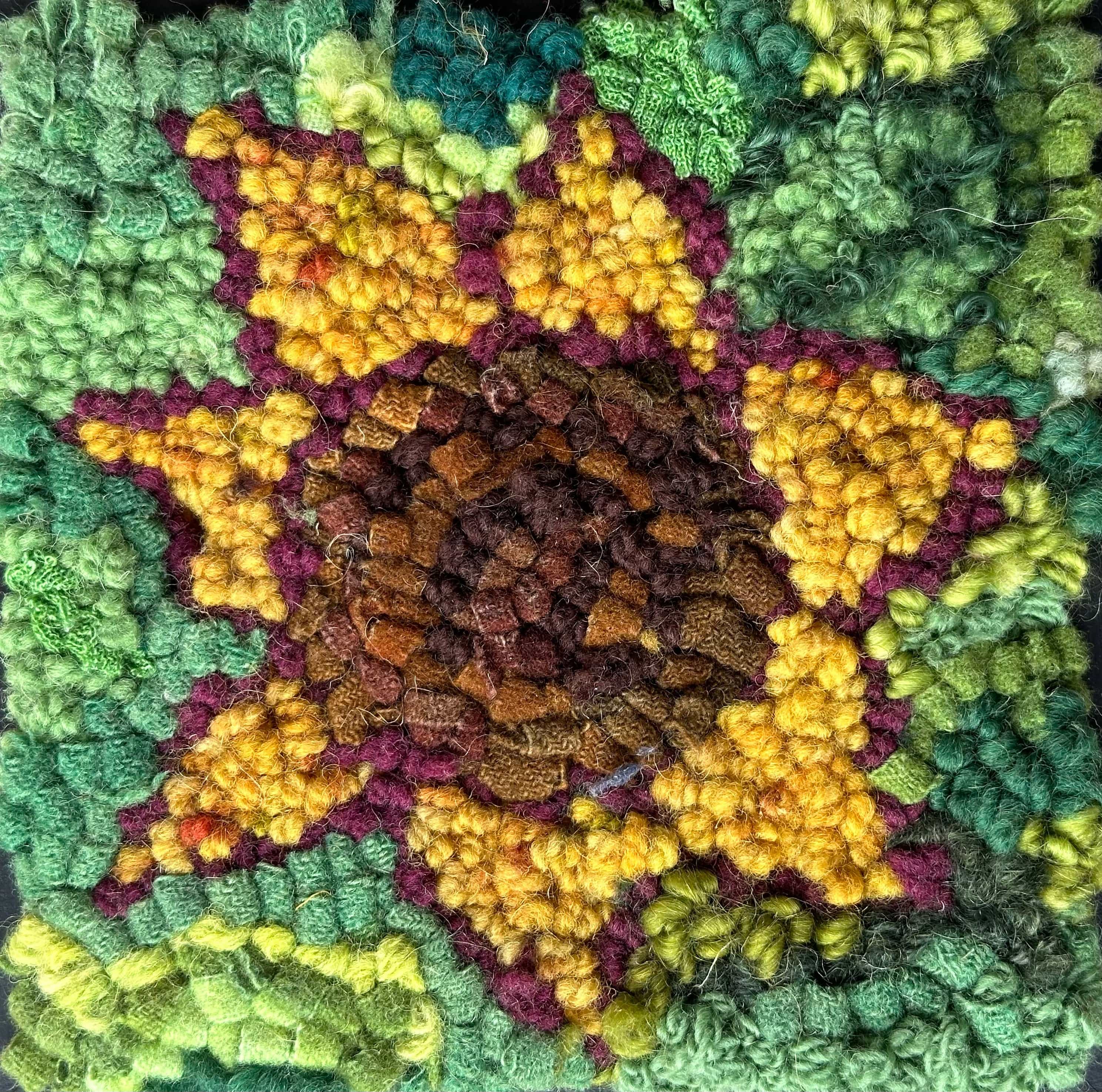 update alt-text with template WHOLESALE: Sunflower - Rug Hooking Kit 6" X 6"-Kits-vendor-unknown-Rug Hooking Kit -Rug Hooking Pattern -Rug Hooking -Deanne Fitzpatrick Rug Hooking Studio -Is rug hooking the same as punch needle?