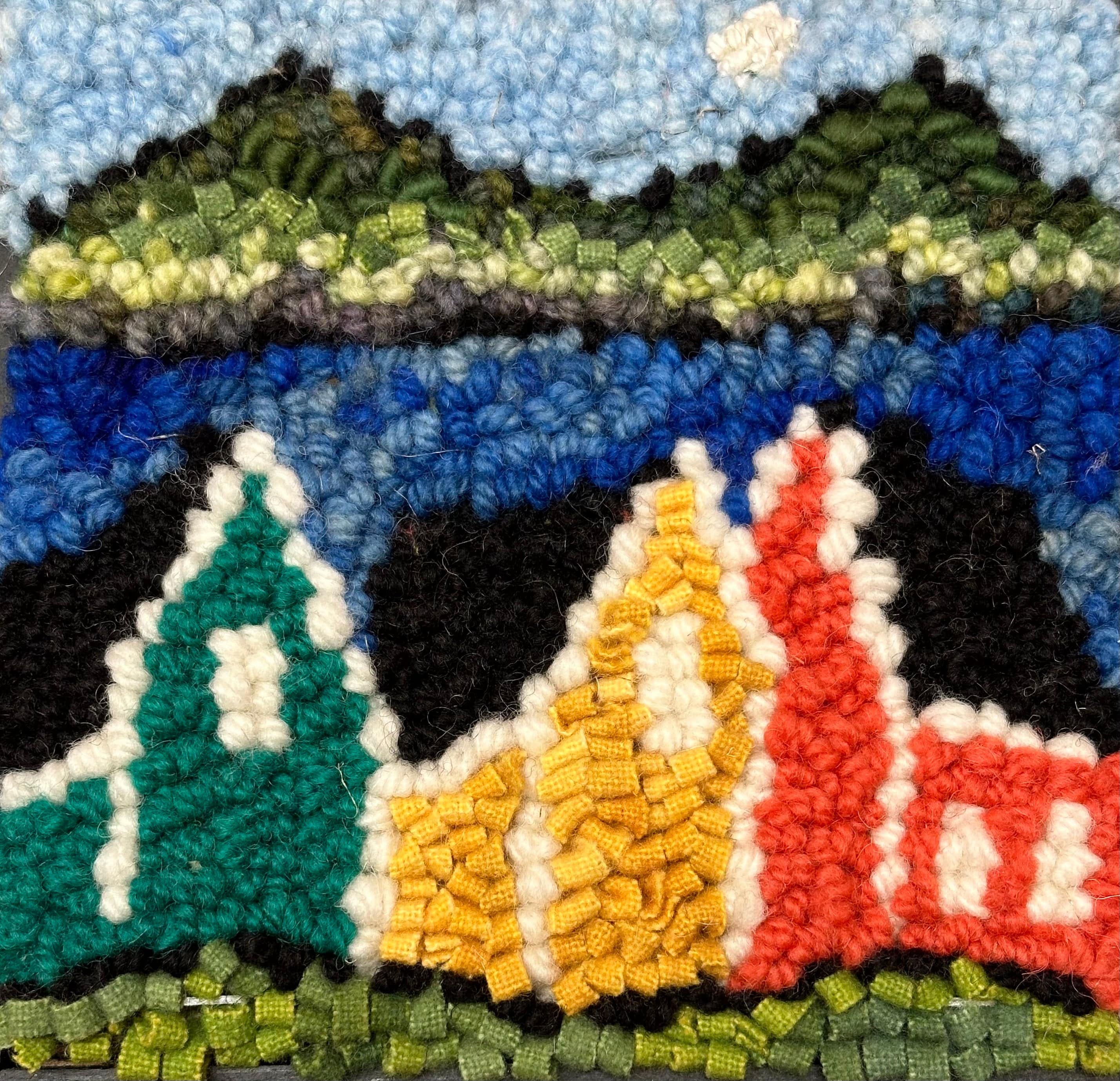 update alt-text with template WHOLESALE: The Village - Rug Hooking Kit 6" x 6"-Kits-Deanne Fitzpatrick Rug Hooking Studio-Rug Hooking Kit -Rug Hooking Pattern -Rug Hooking -Deanne Fitzpatrick Rug Hooking Studio -Is rug hooking the same as punch needle?