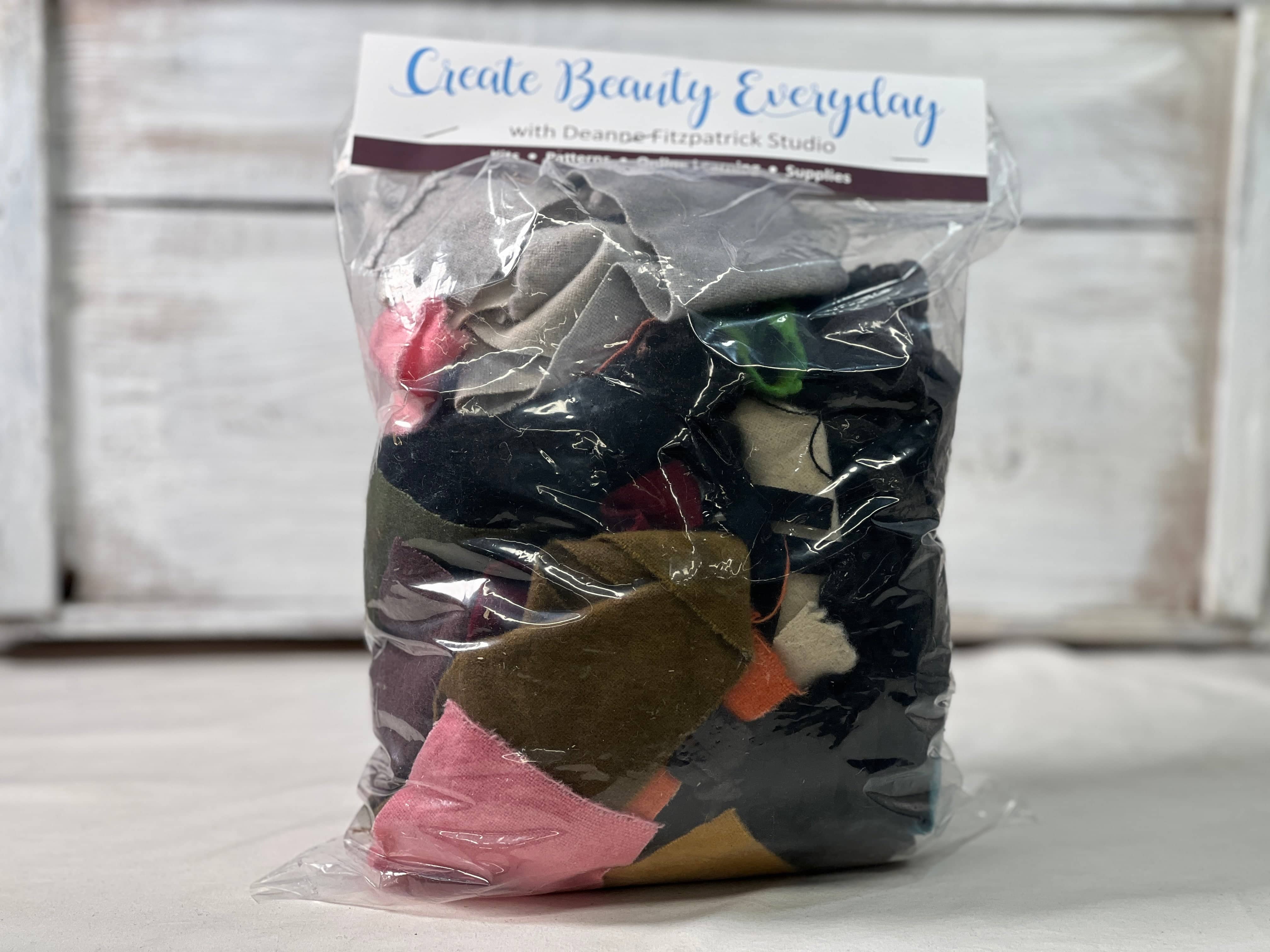 update alt-text with template Messy Bits Bag (wool strips only)-Deanne Fitzpatrick Rug Hooking Studio-Rug Hooking Kit -Rug Hooking Pattern -Rug Hooking -Deanne Fitzpatrick Rug Hooking Studio -Is rug hooking the same as punch needle?