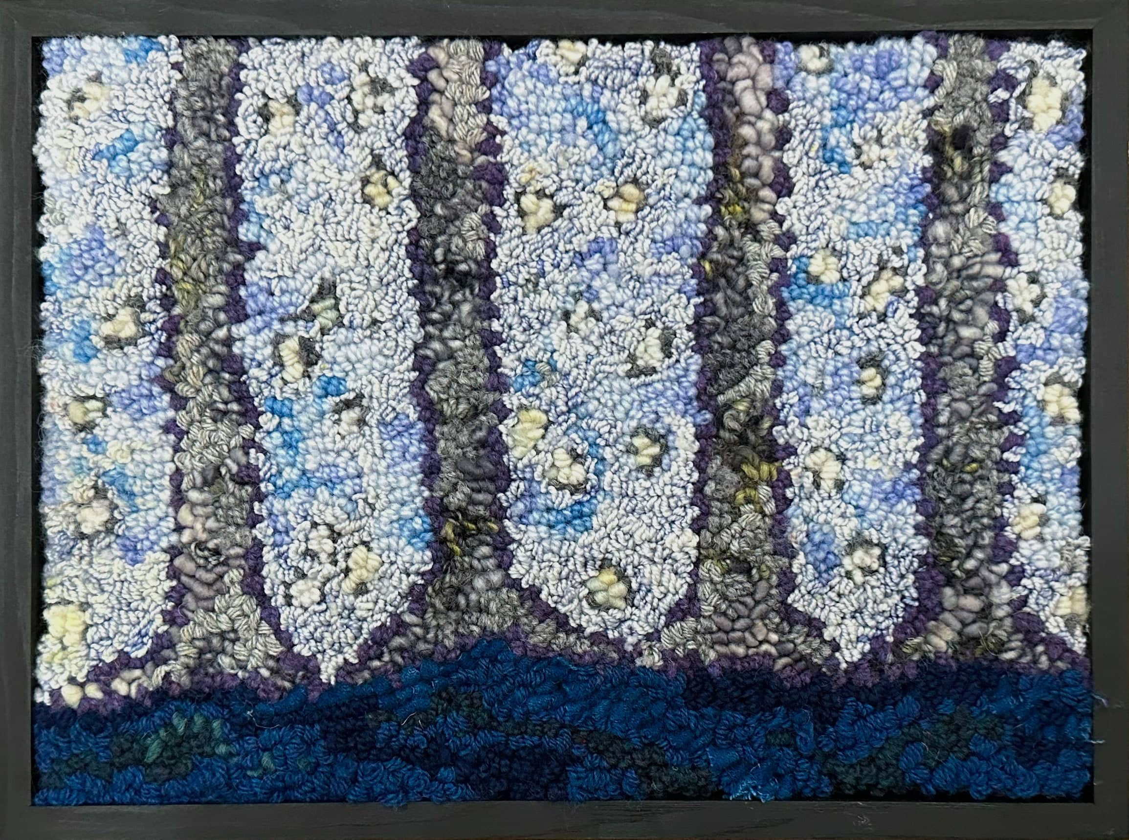 update alt-text with template Birches 14.75" x 11" Framed-Original Rugs-Deanne Fitzpatrick Rug Hooking Studio-Rug Hooking Kit -Rug Hooking Pattern -Rug Hooking -Deanne Fitzpatrick Rug Hooking Studio -Is rug hooking the same as punch needle?