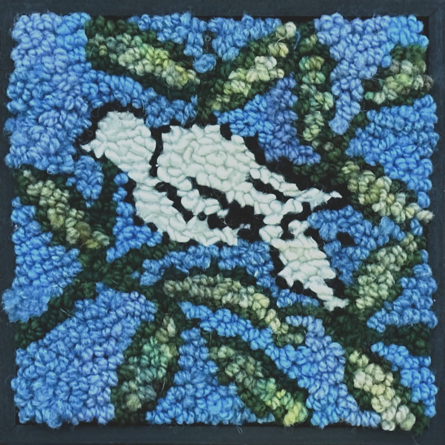 Original Rugs Bird in the Bush 6.75" x 6.75" Framed