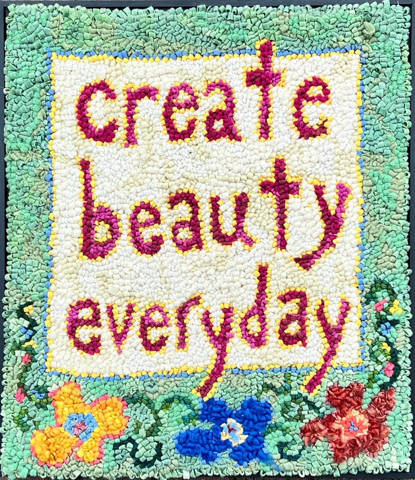 update alt-text with template Create Beauty Everyday Hooked Rug-Rugs for sale-Deanne Fitzpatrick Rug Hooking Studio-Rug Hooking Kit -Rug Hooking Pattern -Rug Hooking -Deanne Fitzpatrick Rug Hooking Studio -Is rug hooking the same as punch needle?