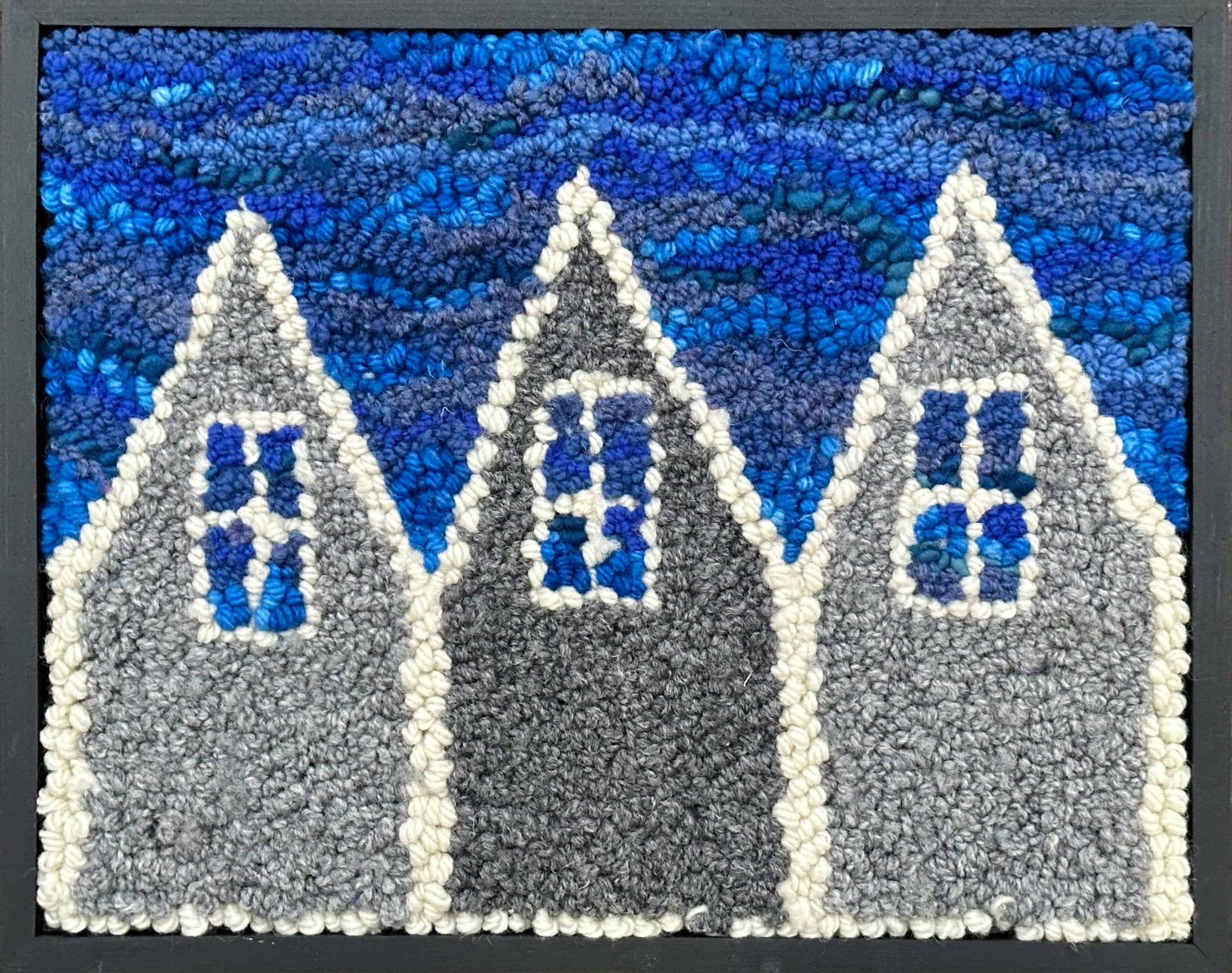 update alt-text with template Fish Sheds 15" x 12" Framed-Original Rugs-Deanne Fitzpatrick Rug Hooking Studio-Rug Hooking Kit -Rug Hooking Pattern -Rug Hooking -Deanne Fitzpatrick Rug Hooking Studio -Is rug hooking the same as punch needle?