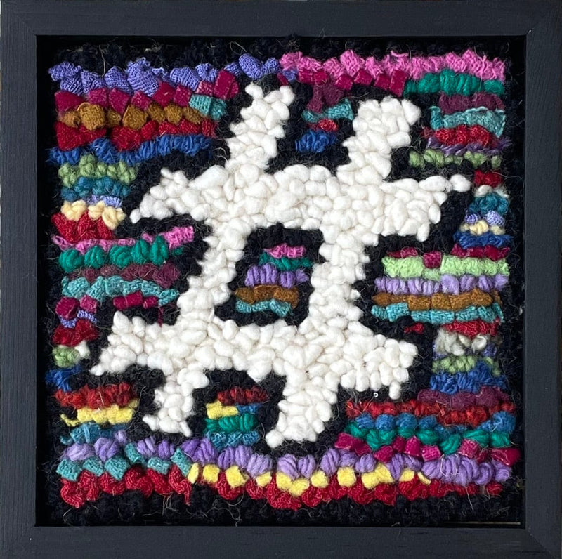 update alt-text with template Hashtag #1 - 7.25" x 7.25" Framed-Original Rugs-Deanne Fitzpatrick Rug Hooking Studio-Rug Hooking Kit -Rug Hooking Pattern -Rug Hooking -Deanne Fitzpatrick Rug Hooking Studio -Is rug hooking the same as punch needle?