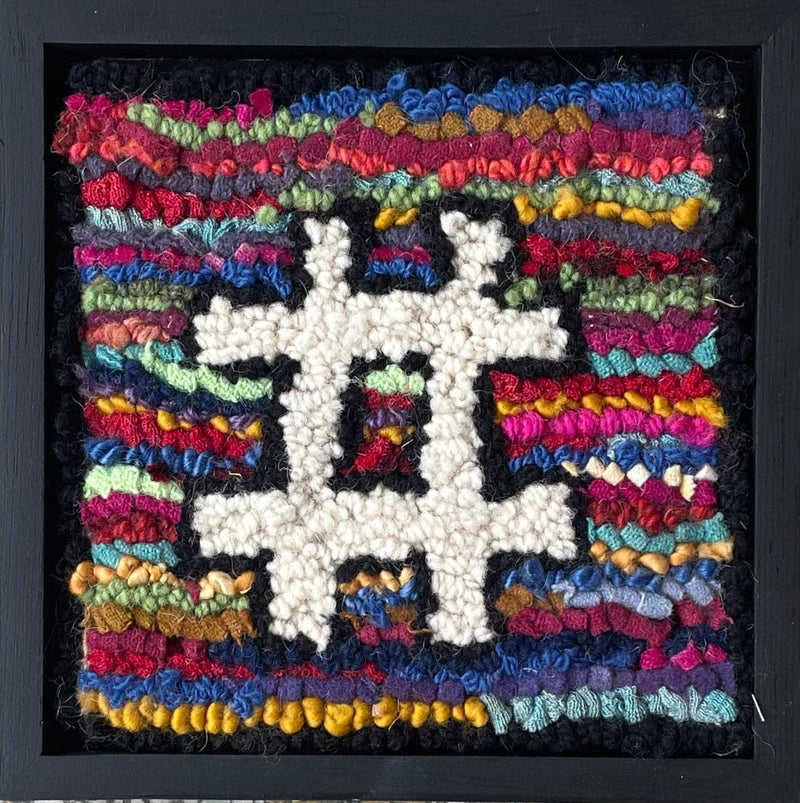 update alt-text with template Hashtag #2 - 7.25" x 7.25" Framed-Original Rugs-Deanne Fitzpatrick Rug Hooking Studio-Rug Hooking Kit -Rug Hooking Pattern -Rug Hooking -Deanne Fitzpatrick Rug Hooking Studio -Is rug hooking the same as punch needle?
