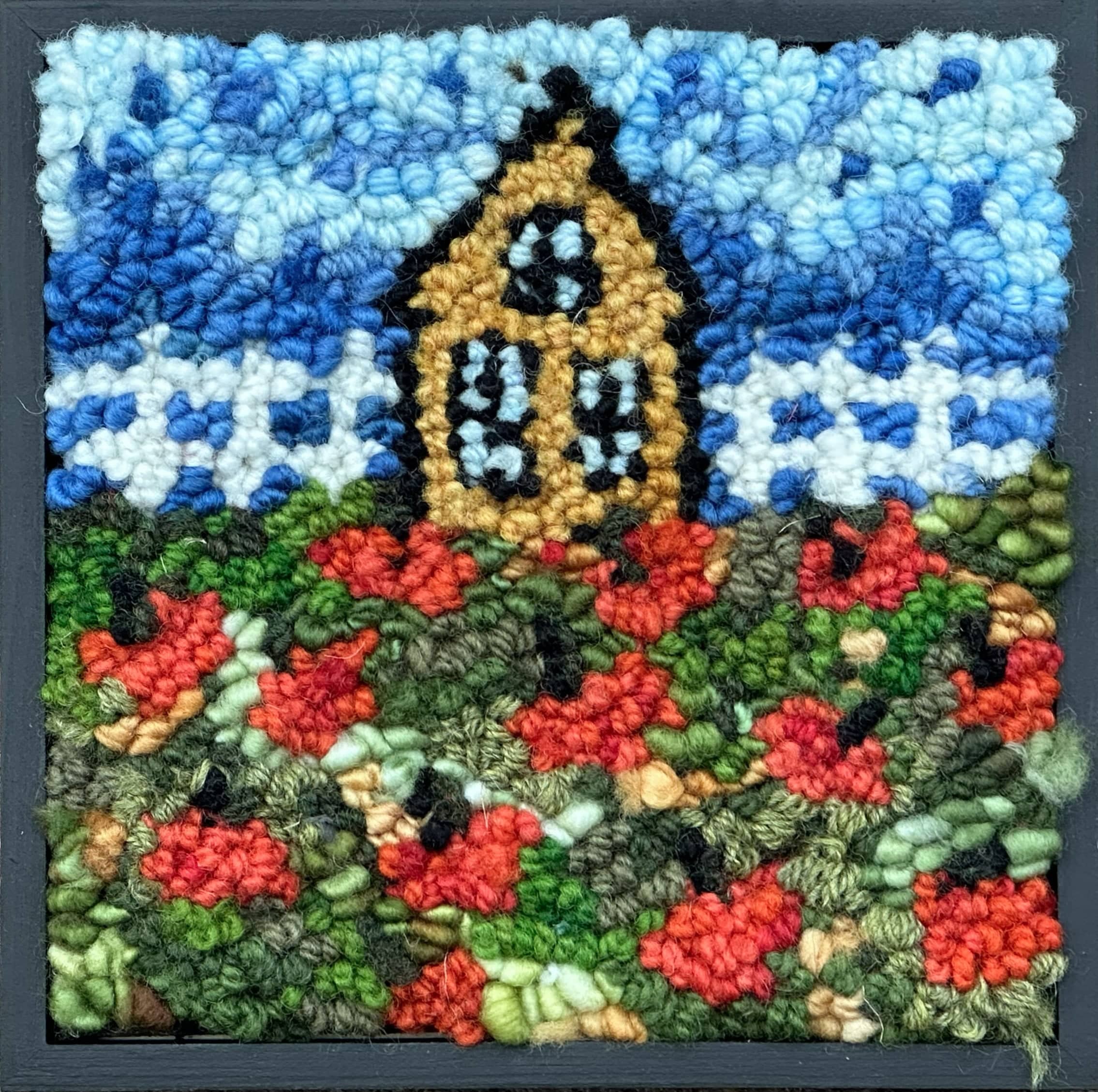 update alt-text with template Pumpkin Patch 7" x 7" Framed-Original Rugs-Deanne Fitzpatrick Rug Hooking Studio-Rug Hooking Kit -Rug Hooking Pattern -Rug Hooking -Deanne Fitzpatrick Rug Hooking Studio -Is rug hooking the same as punch needle?