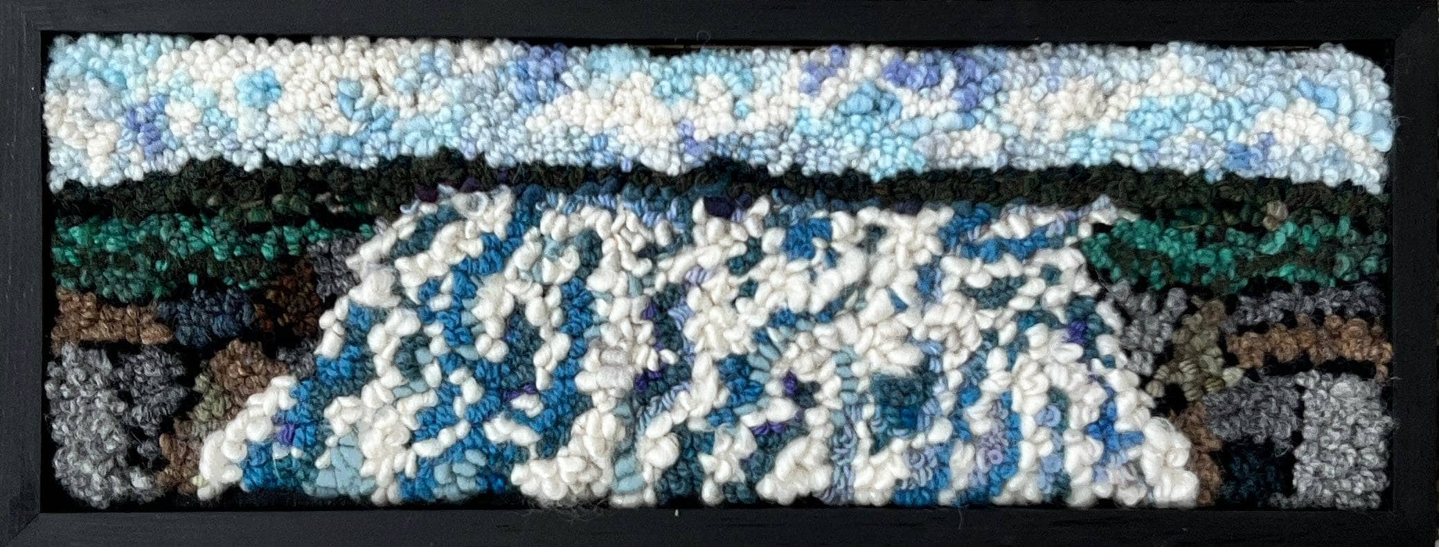 update alt-text with template The Falls 16 3/4'' x 6 1/2" Framed-Original Rugs-Deanne Fitzpatrick Rug Hooking Studio-Rug Hooking Kit -Rug Hooking Pattern -Rug Hooking -Deanne Fitzpatrick Rug Hooking Studio -Is rug hooking the same as punch needle?