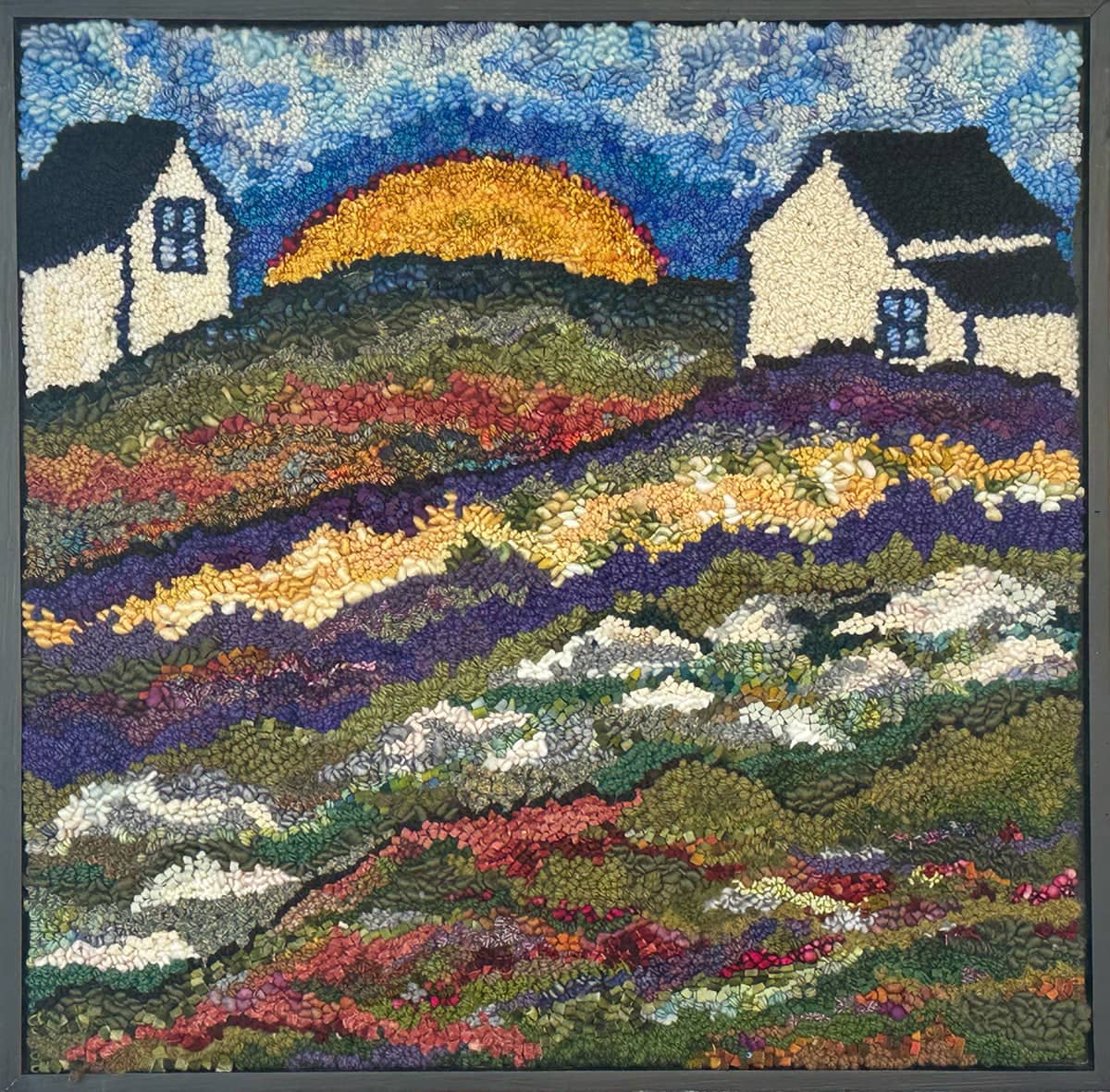update alt-text with template The sun rises between us 25" x 25"-Original Rugs-Deanne Fitzpatrick Rug Hooking Studio-Rug Hooking Kit -Rug Hooking Pattern -Rug Hooking -Deanne Fitzpatrick Rug Hooking Studio -Is rug hooking the same as punch needle?