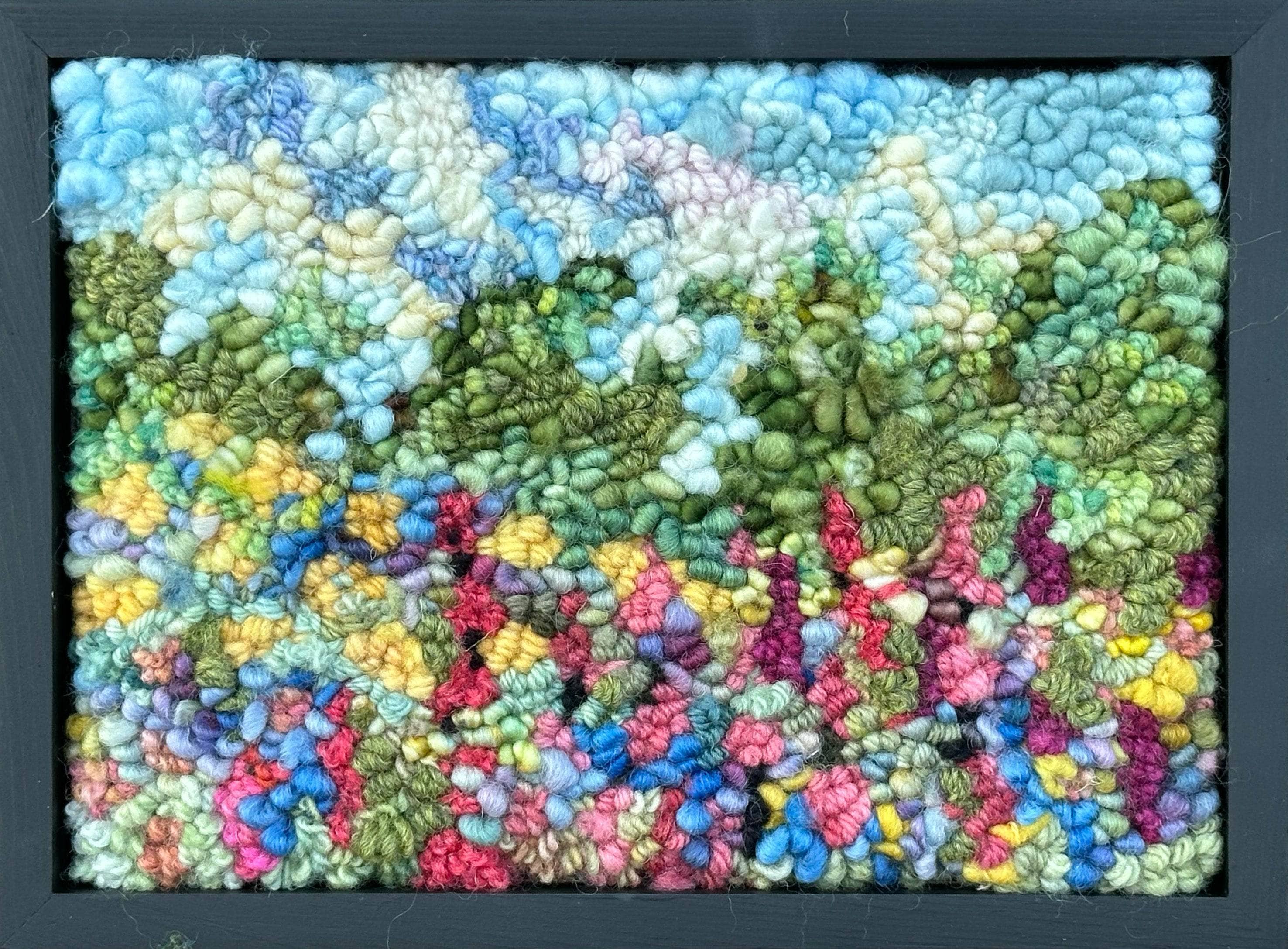 update alt-text with template Pastel Garden 8" x 10.5" Framed-Deanne Fitzpatrick Rug Hooking Studio-Rug Hooking Kit -Rug Hooking Pattern -Rug Hooking -Deanne Fitzpatrick Rug Hooking Studio -Is rug hooking the same as punch needle?