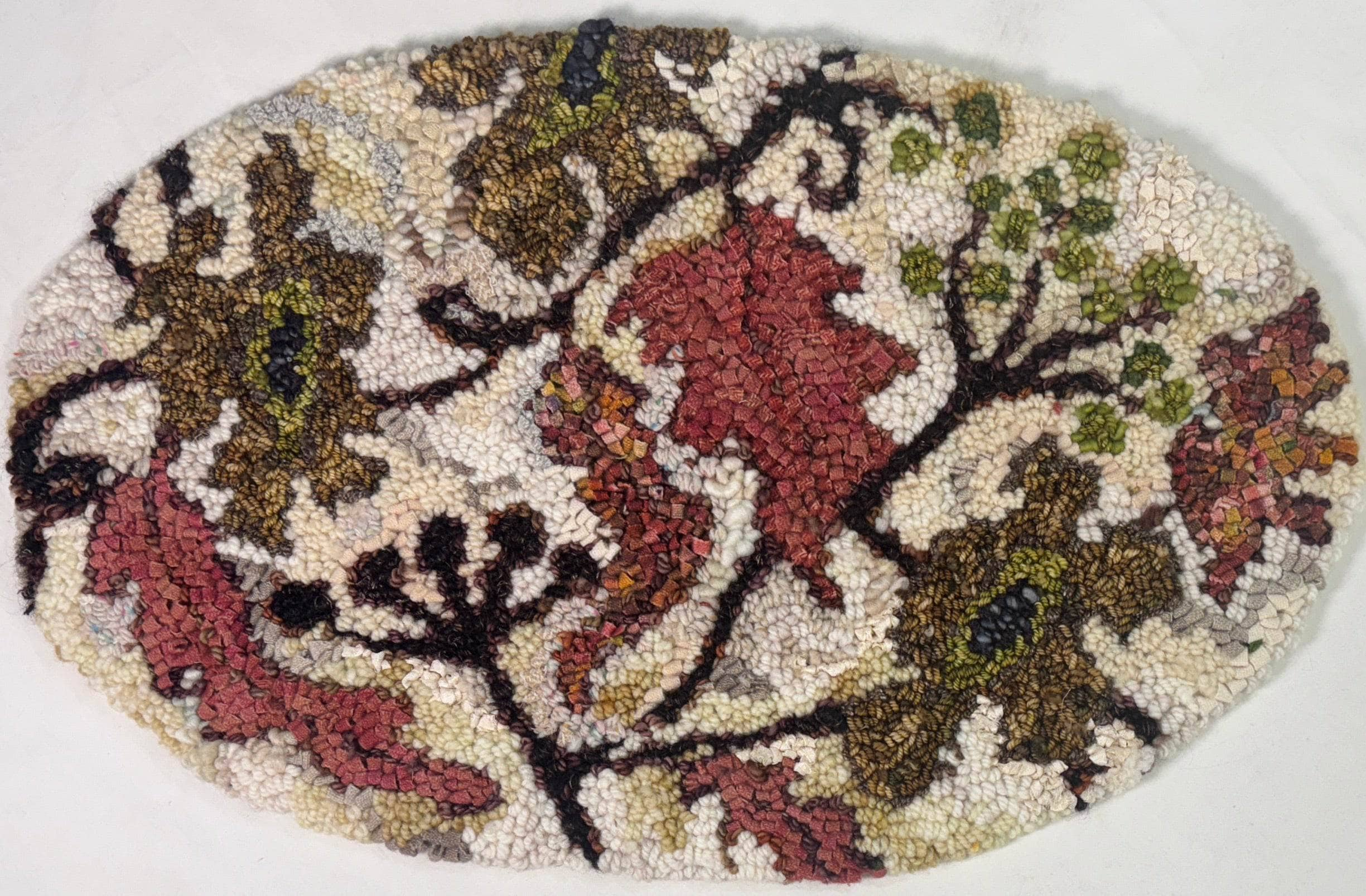 update alt-text with template Anemone - 12" x 19.5" Rounded Oval Table Mat-Pattern-Deanne Fitzpatrick Rug Hooking Studio-Rug Hooking Kit -Rug Hooking Pattern -Rug Hooking -Deanne Fitzpatrick Rug Hooking Studio -Is rug hooking the same as punch needle?