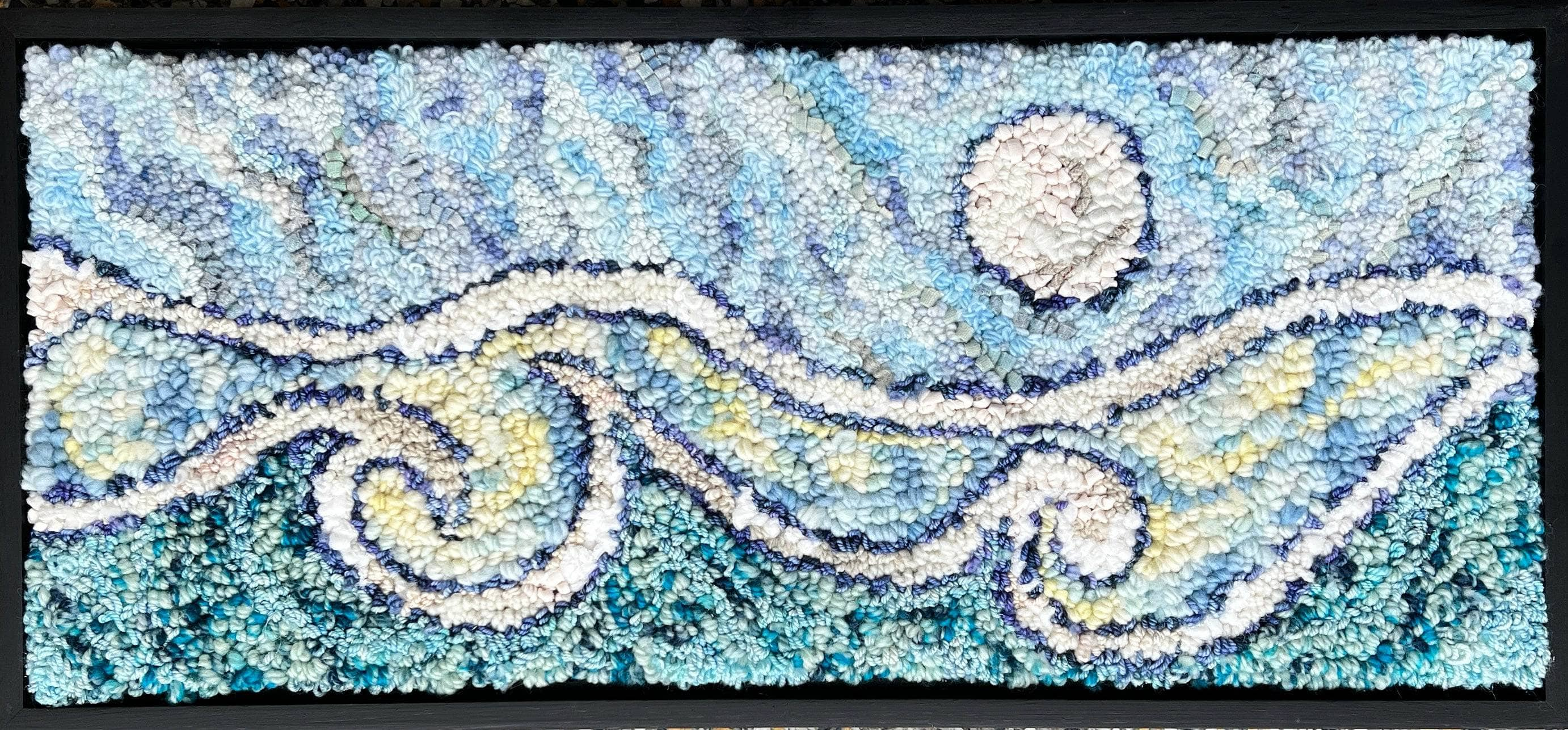 update alt-text with template Moon and Tide - 11" x 24" (Playful Joyful)-Pattern-Deanne Fitzpatrick Rug Hooking Studio-Rug Hooking Kit -Rug Hooking Pattern -Rug Hooking -Deanne Fitzpatrick Rug Hooking Studio -Is rug hooking the same as punch needle?