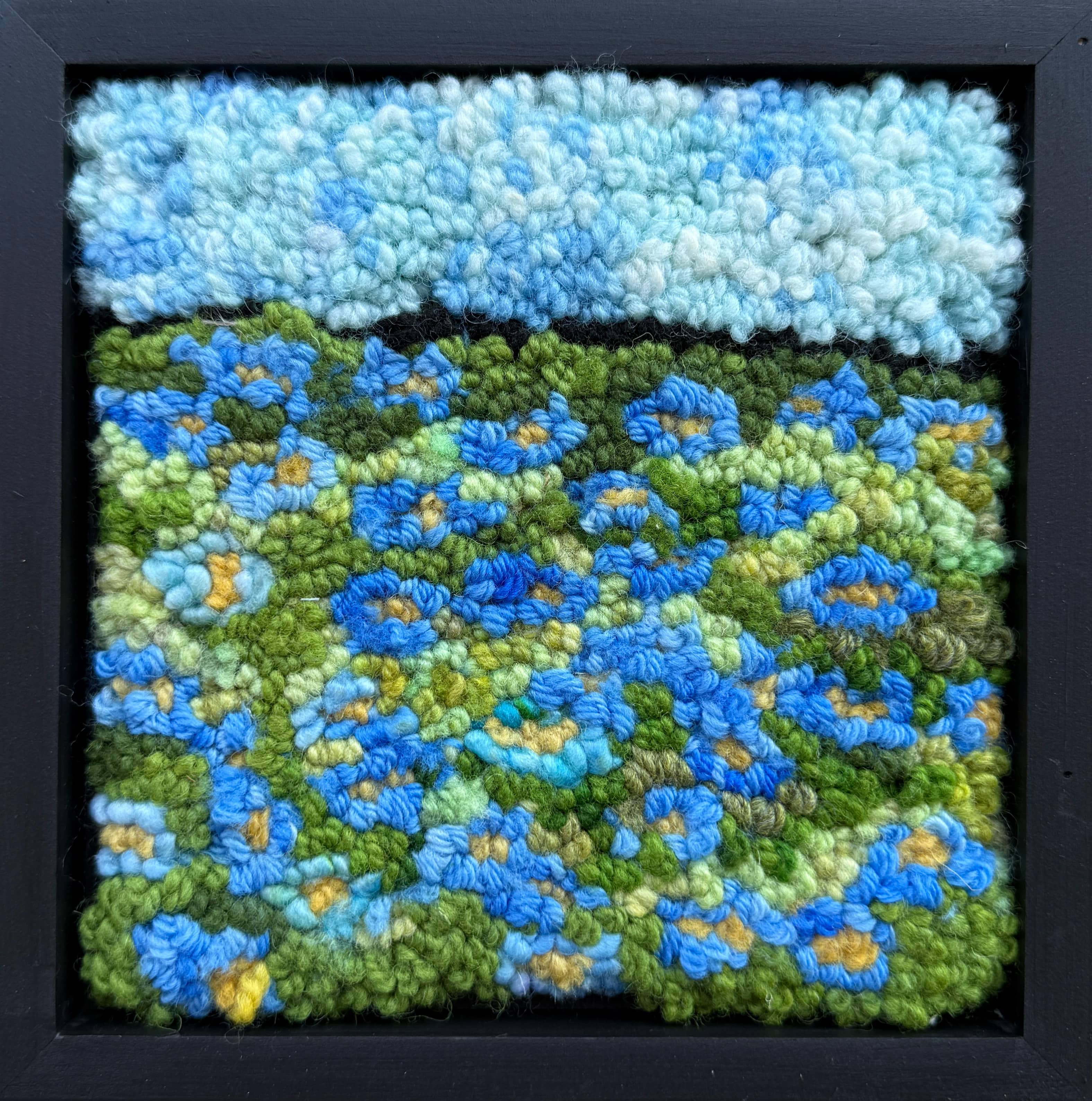 update alt-text with template Forget Me Not 8" X 8" Rug Hooking Pattern Or Kit-Patterns-Deanne Fitzpatrick Rug Hooking Studio-Rug Hooking Kit -Rug Hooking Pattern -Rug Hooking -Deanne Fitzpatrick Rug Hooking Studio -Is rug hooking the same as punch needle?
