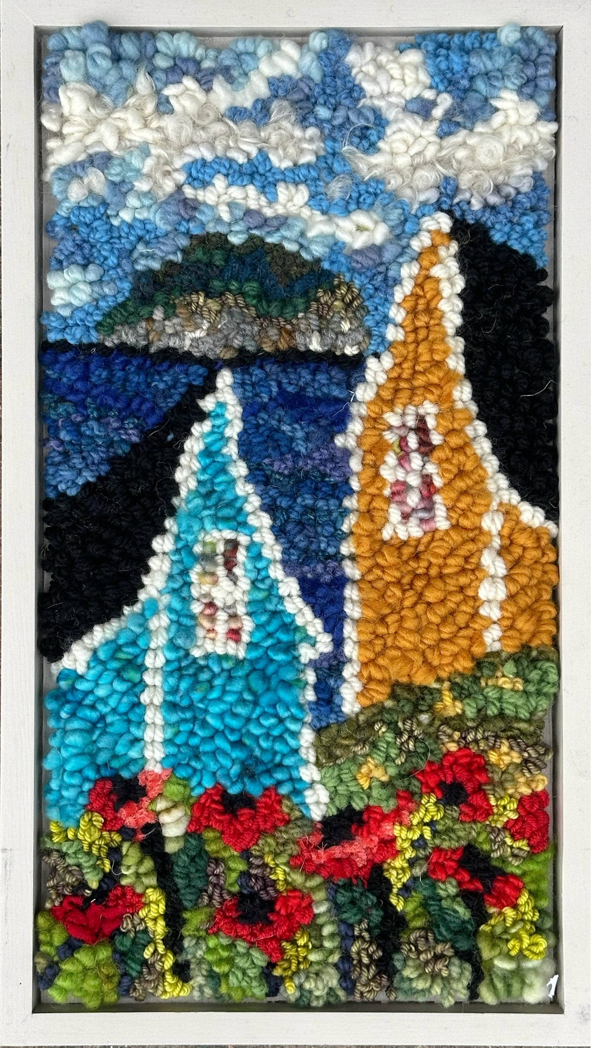 update alt-text with template Island View Poppies 14" x 7.5" - 10 Minutes a Day Challenge Kit-Patterns-Deanne Fitzpatrick Rug Hooking Studio-Rug Hooking Kit -Rug Hooking Pattern -Rug Hooking -Deanne Fitzpatrick Rug Hooking Studio -Is rug hooking the same as punch needle?