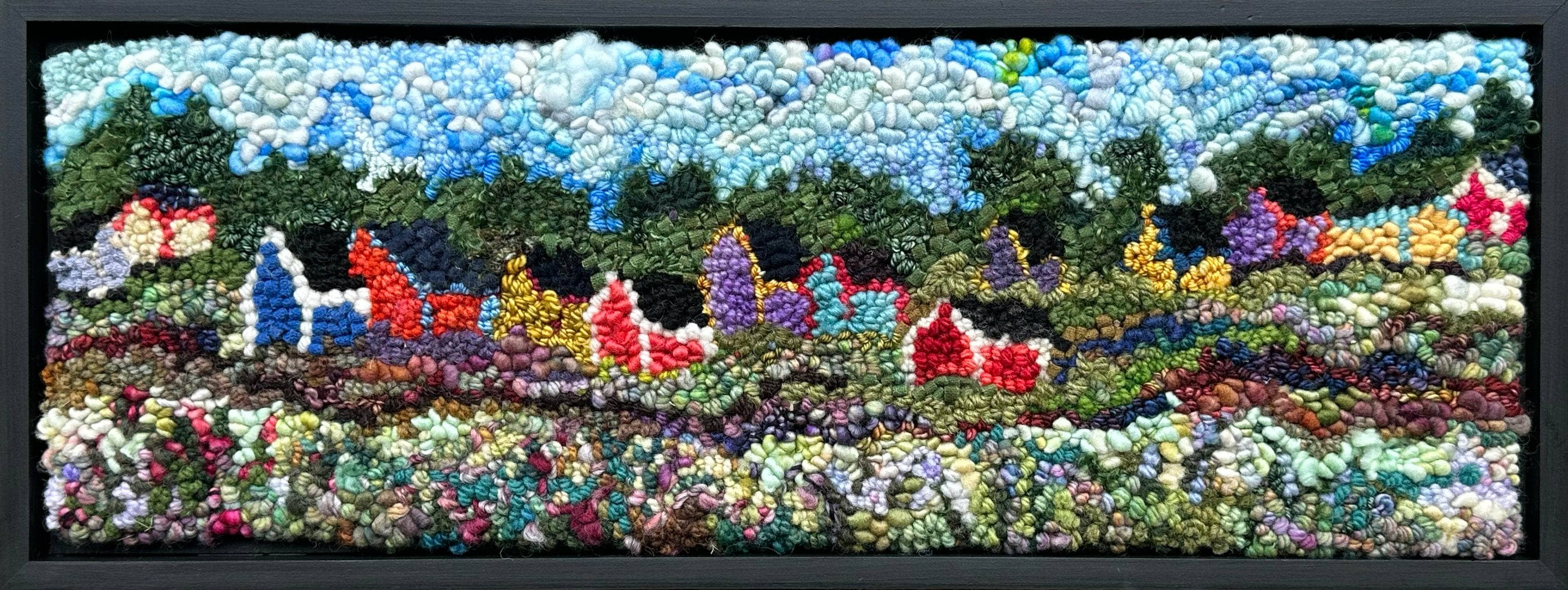 update alt-text with template Village Beyond the Lavender Garden 8" x 22" - 10 Minutes a Day Challenge Kit-Patterns-Deanne Fitzpatrick Rug Hooking Studio-Rug Hooking Kit -Rug Hooking Pattern -Rug Hooking -Deanne Fitzpatrick Rug Hooking Studio -Is rug hooking the same as punch needle?