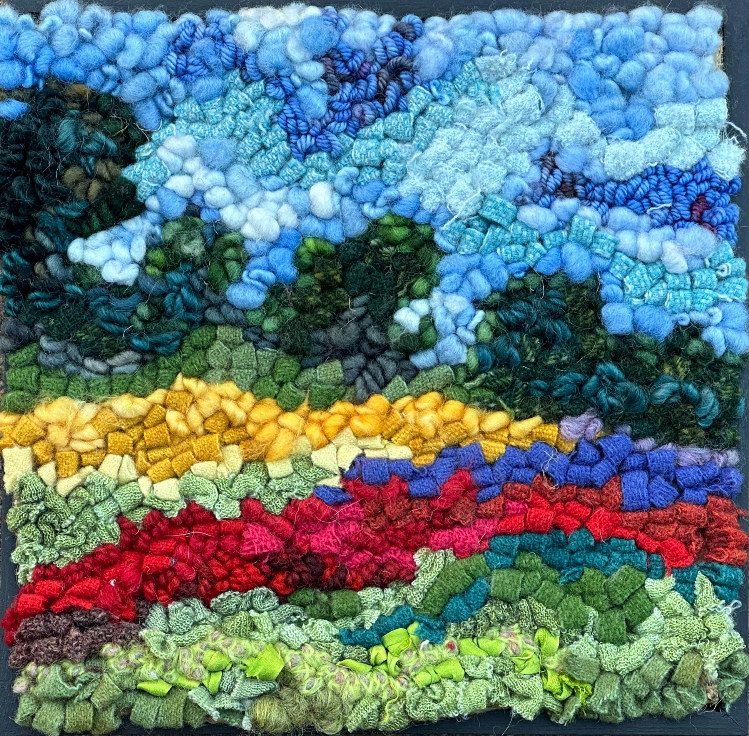update alt-text with template Tiny Landscape 8.5" x 8.5" Framed-Rugs for sale-Deanne Fitzpatrick Rug Hooking Studio-Rug Hooking Kit -Rug Hooking Pattern -Rug Hooking -Deanne Fitzpatrick Rug Hooking Studio -Is rug hooking the same as punch needle?