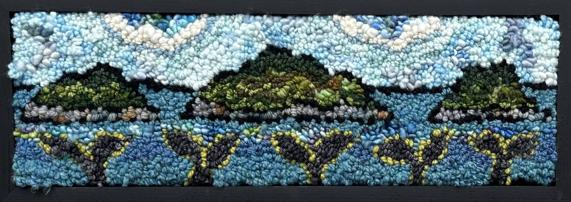 update alt-text with template 5 Tales by Rocks 17 1/2" x 6 1/2" Framed-Rugs for sale-Deanne Fitzpatrick Rug Hooking Studio-Rug Hooking Kit -Rug Hooking Pattern -Rug Hooking -Deanne Fitzpatrick Rug Hooking Studio -Is rug hooking the same as punch needle?
