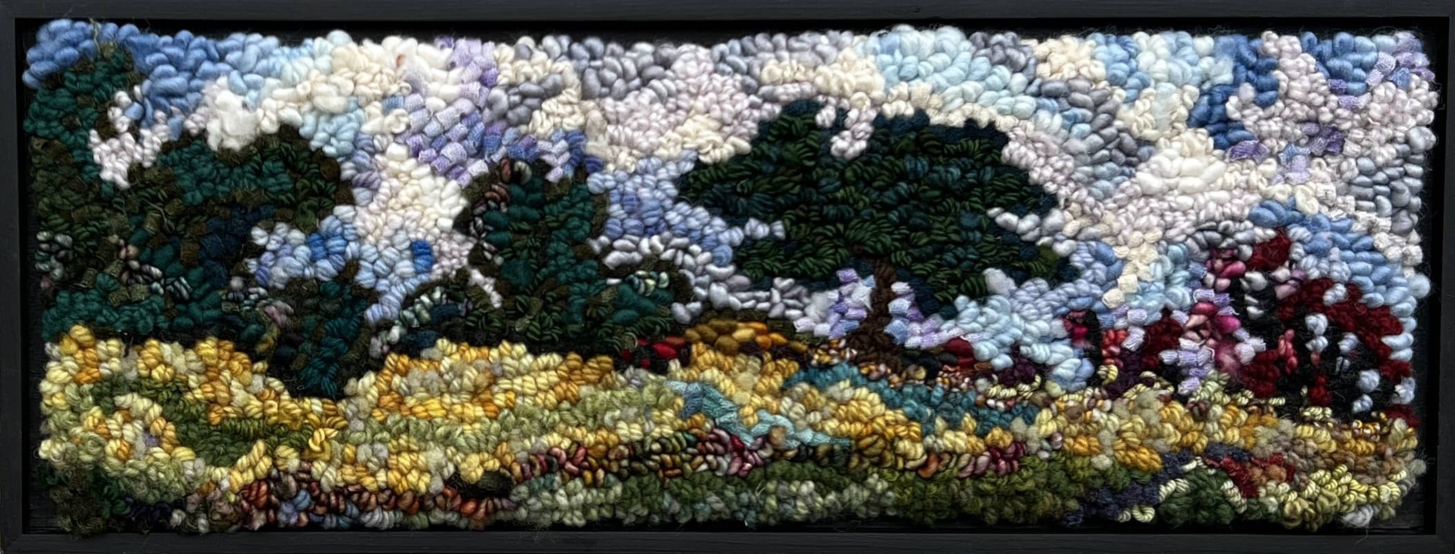 update alt-text with template The Elm Tree 7" x 18" Framed-Rugs for sale-Deanne Fitzpatrick Rug Hooking Studio-Rug Hooking Kit -Rug Hooking Pattern -Rug Hooking -Deanne Fitzpatrick Rug Hooking Studio -Is rug hooking the same as punch needle?