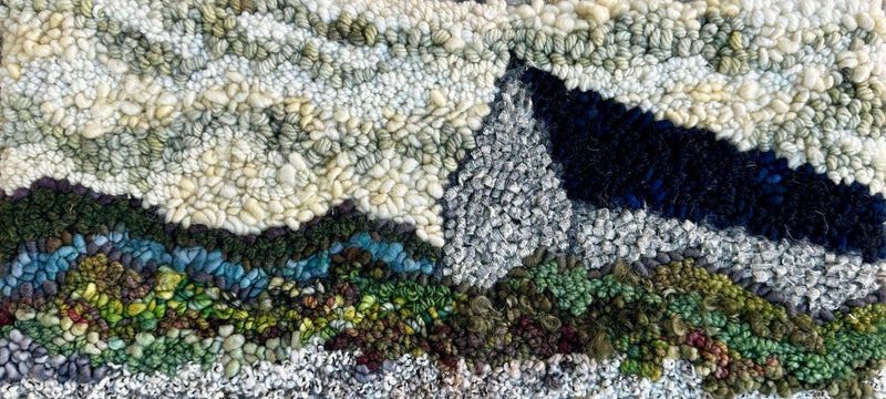 update alt-text with template Sage Sky Over the Grey Barn 19" x 9"-Rugs for sale-Deanne Fitzpatrick Rug Hooking Studio-Rug Hooking Kit -Rug Hooking Pattern -Rug Hooking -Deanne Fitzpatrick Rug Hooking Studio -Is rug hooking the same as punch needle?