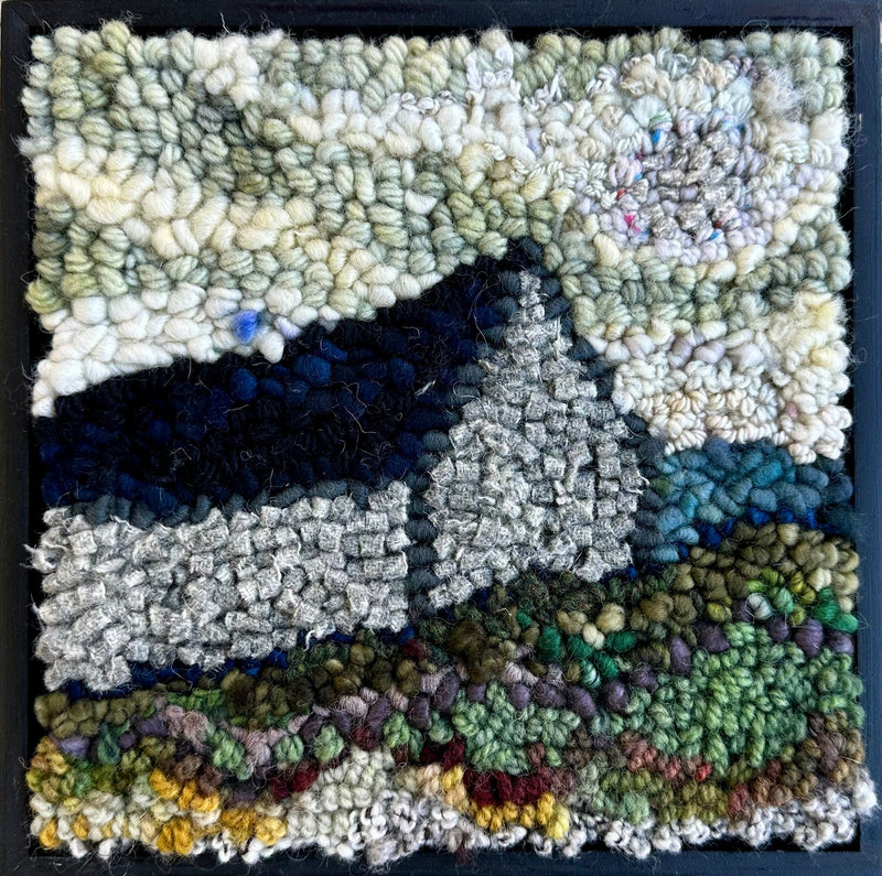 update alt-text with template Grey Barn in the Rusty Field 9" x 9"-Rugs for sale-Deanne Fitzpatrick Rug Hooking Studio-Rug Hooking Kit -Rug Hooking Pattern -Rug Hooking -Deanne Fitzpatrick Rug Hooking Studio -Is rug hooking the same as punch needle?