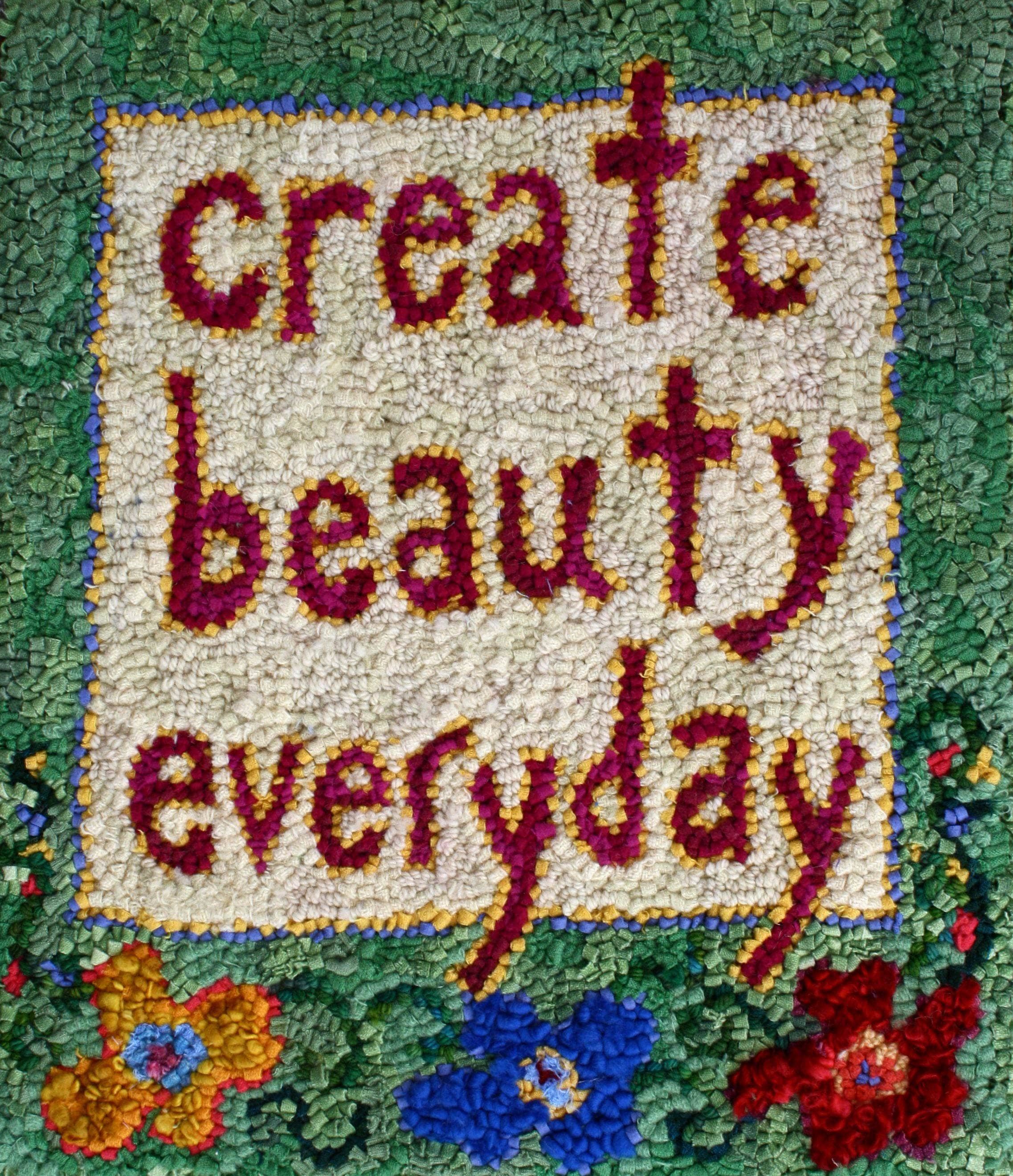 update alt-text with template Create Beauty Everyday 21" x 23" Framed-Rugs for sale-Deanne Fitzpatrick Rug Hooking Studio-Rug Hooking Kit -Rug Hooking Pattern -Rug Hooking -Deanne Fitzpatrick Rug Hooking Studio -Is rug hooking the same as punch needle?