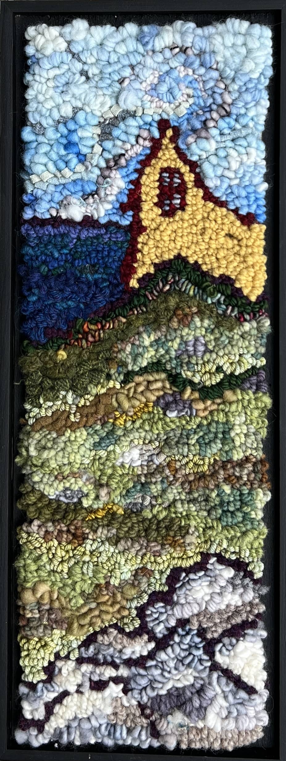 update alt-text with template Crisp Cove 18" x 7" Framed-Rugs for sale-Deanne Fitzpatrick Rug Hooking Studio-Rug Hooking Kit -Rug Hooking Pattern -Rug Hooking -Deanne Fitzpatrick Rug Hooking Studio -Is rug hooking the same as punch needle?