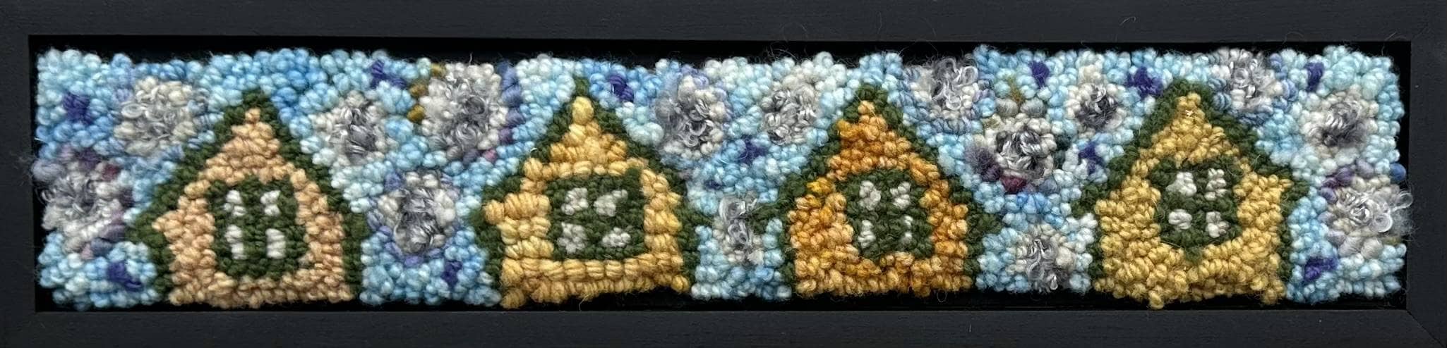 Rugs for sale Fairy Drops Over Golden Houses 4 1/4" x  16 1/2" Framed