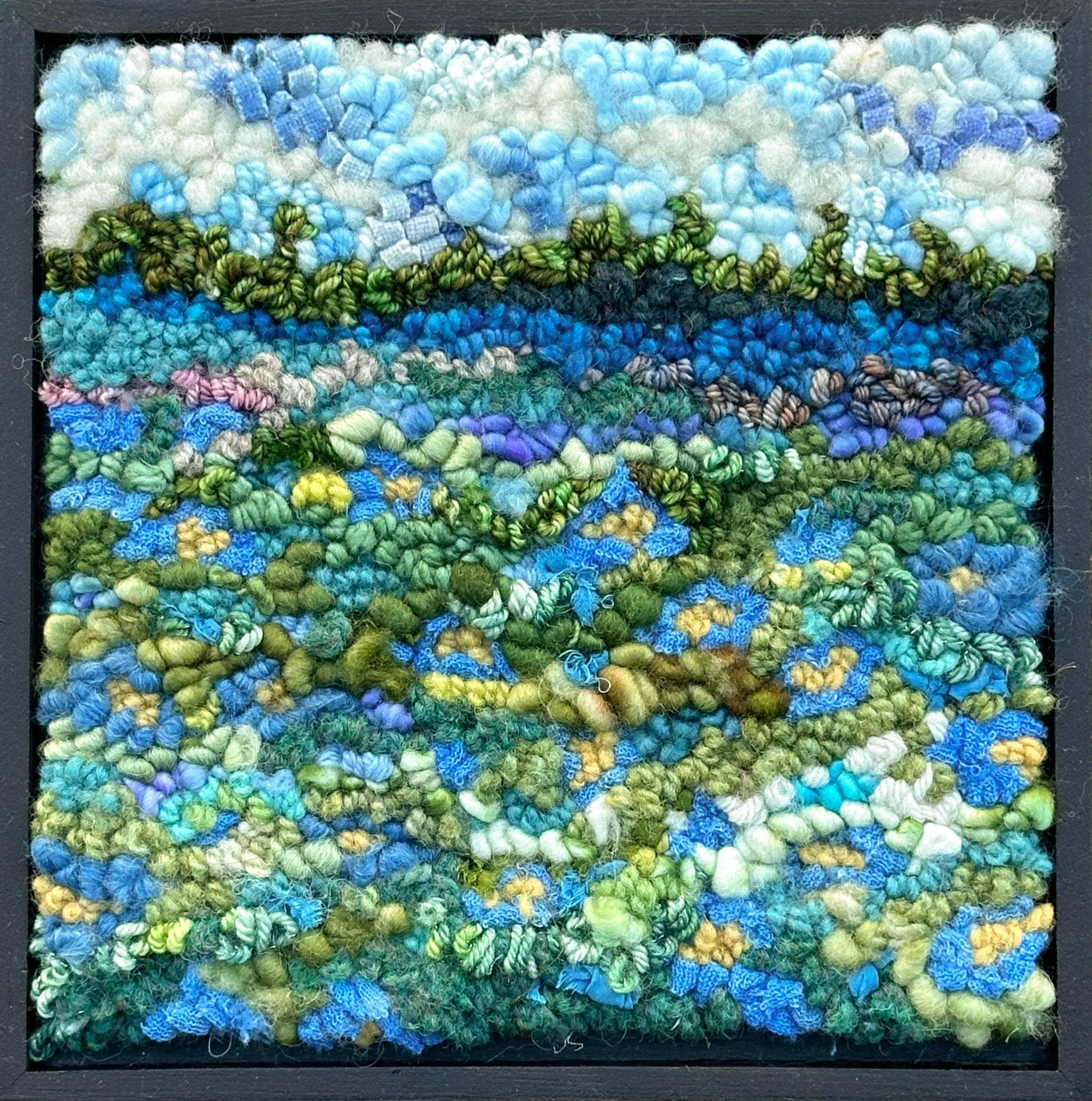 update alt-text with template Forget me Not 9" x 9"-Rugs for sale-Deanne Fitzpatrick Rug Hooking Studio-Rug Hooking Kit -Rug Hooking Pattern -Rug Hooking -Deanne Fitzpatrick Rug Hooking Studio -Is rug hooking the same as punch needle?