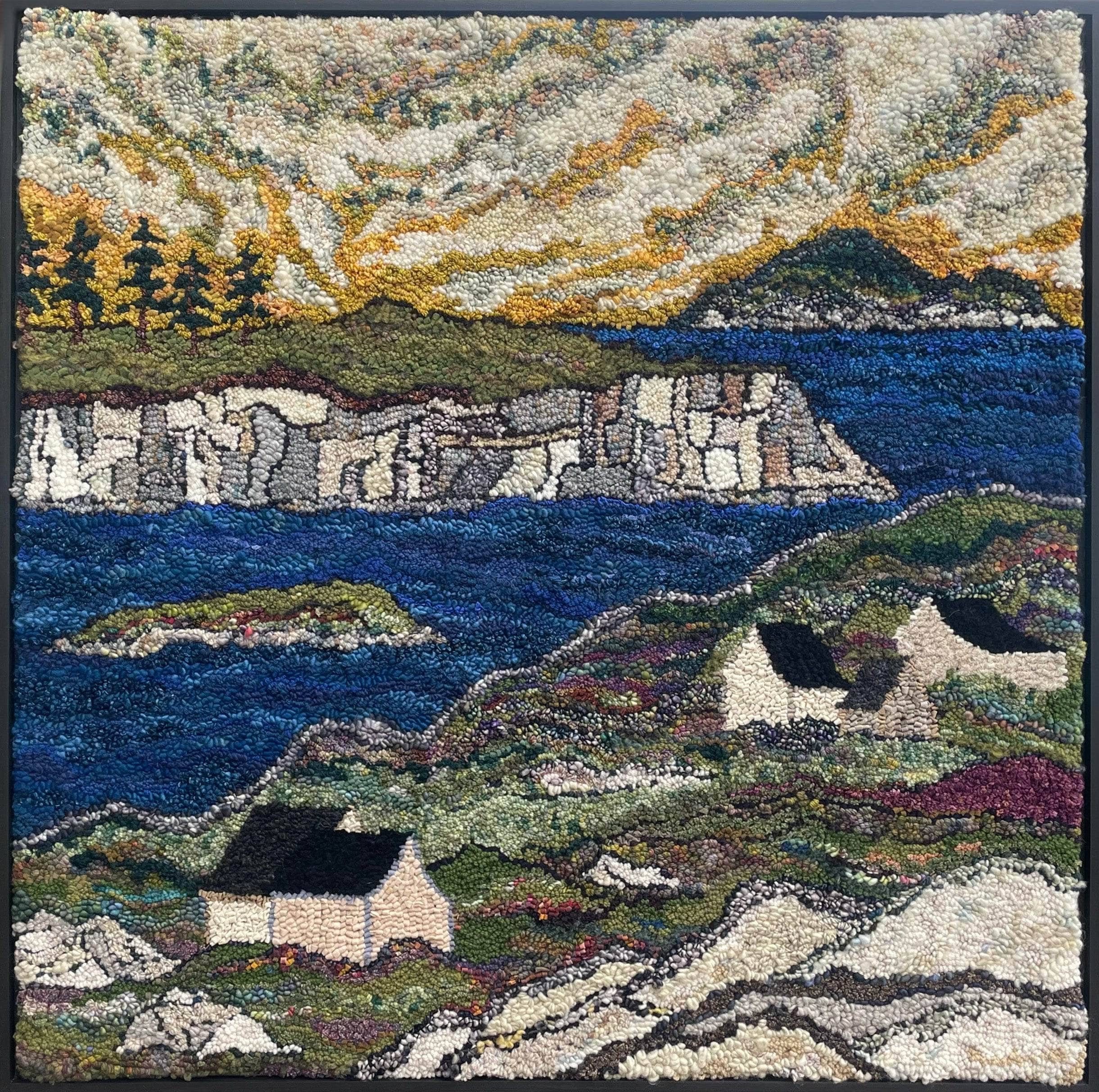 update alt-text with template Heather on the Windy Coast 45" x 43"-Rugs for sale-Deanne Fitzpatrick Rug Hooking Studio-Rug Hooking Kit -Rug Hooking Pattern -Rug Hooking -Deanne Fitzpatrick Rug Hooking Studio -Is rug hooking the same as punch needle?